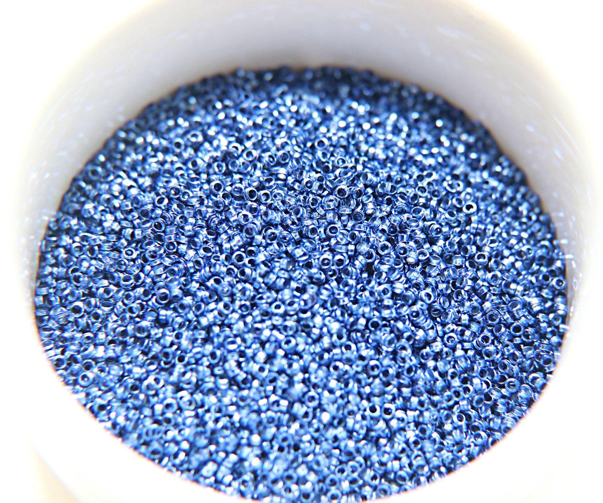 1mm Micro Sapphire Blue Metallic Plated Tube Beads 5/10/100/500 Grams High Quality Nail Art / Haute Couture Embroidery