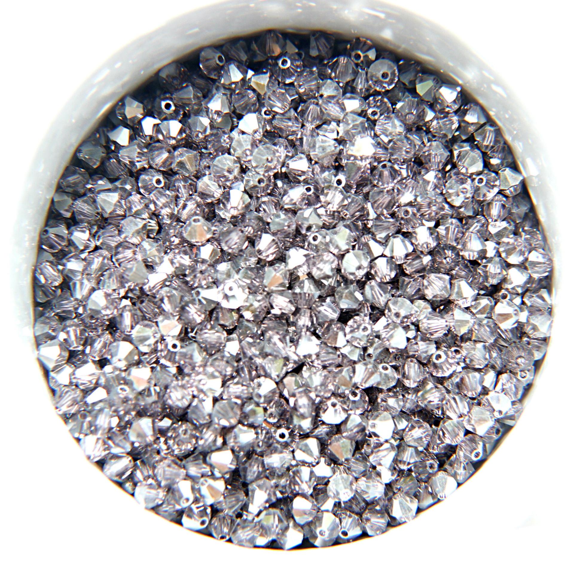 Swarovski (4mm) Light Amethyst SATIN Bicones Beads 36/72/144/432/720 Pieces rare findings, vintage beads, craft supplies, embroidery