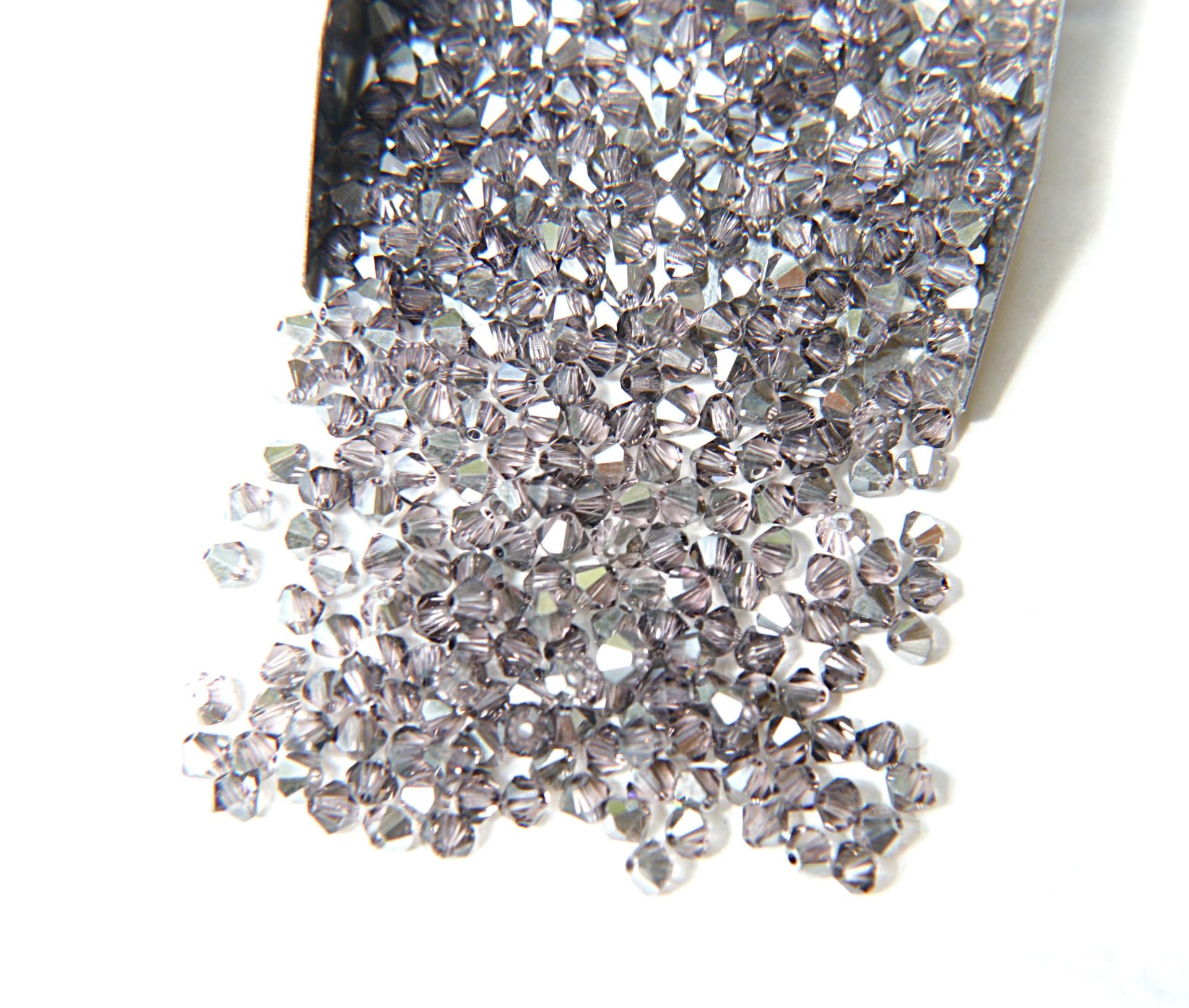 Swarovski (4mm) Light Amethyst SATIN Bicones Beads 36/72/144/432/720 Pieces rare findings, vintage beads, craft supplies, embroidery