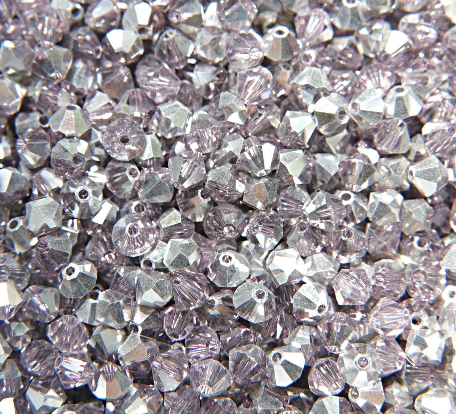 Swarovski (4mm) Light Amethyst Comet Argent Light Bicones Beads 36/72/144/432/720 Pieces embroidery materials, rare jewelry findings