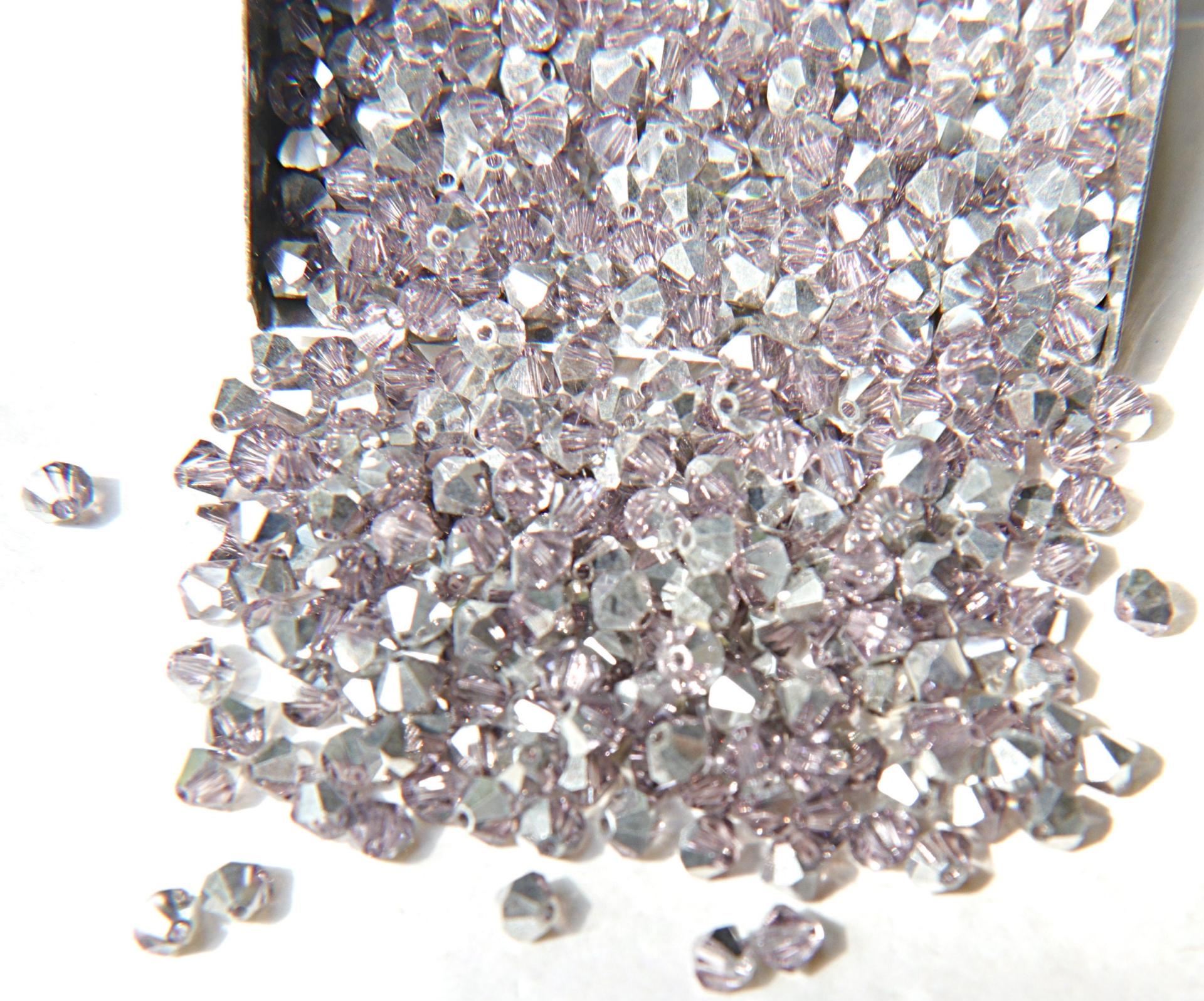 Swarovski (4mm) Light Amethyst Comet Argent Light Bicones Beads 36/72/144/432/720 Pieces embroidery materials, rare jewelry findings