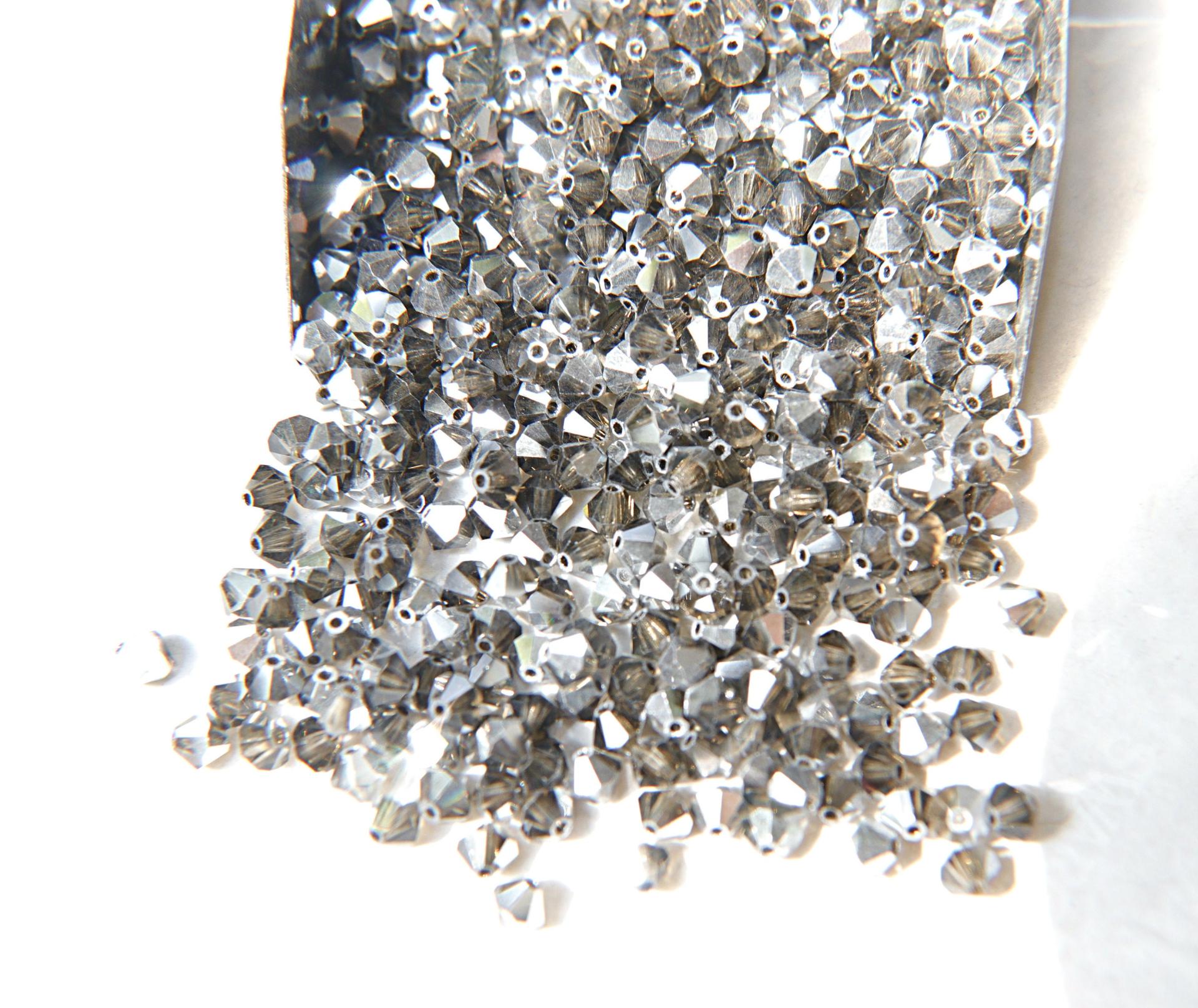 Swarovski (4mm) Smoky Quartz Comet Argent Light Bicones Beads 36/72/144/432/720 Pieces embroidery materials, rare jewelry findings
