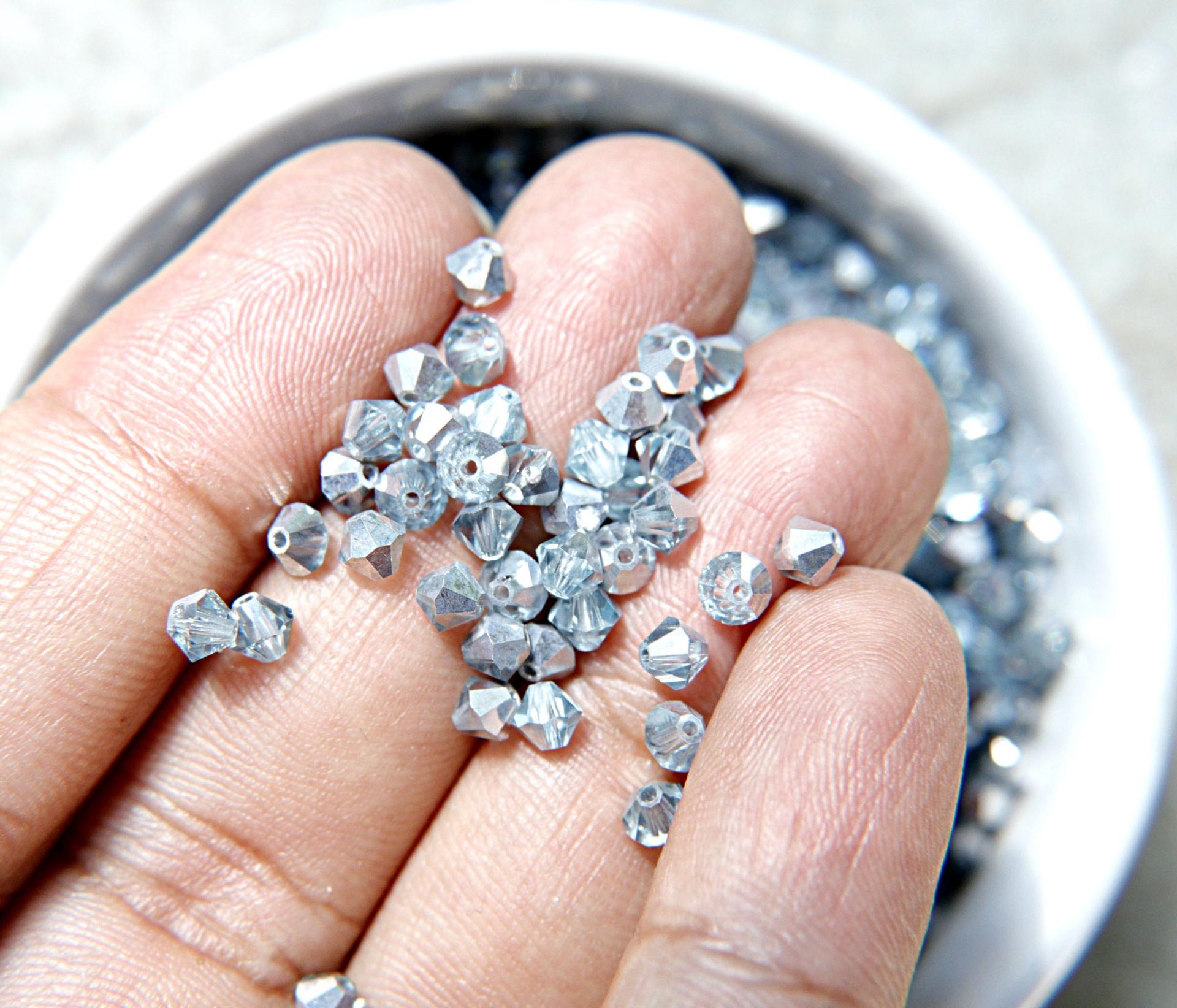 Swarovski (4mm) Light Azore Comet Argent Light Bicones Beads 36/72/144/432/720 Pieces loose beads, rare findings, craft supplies