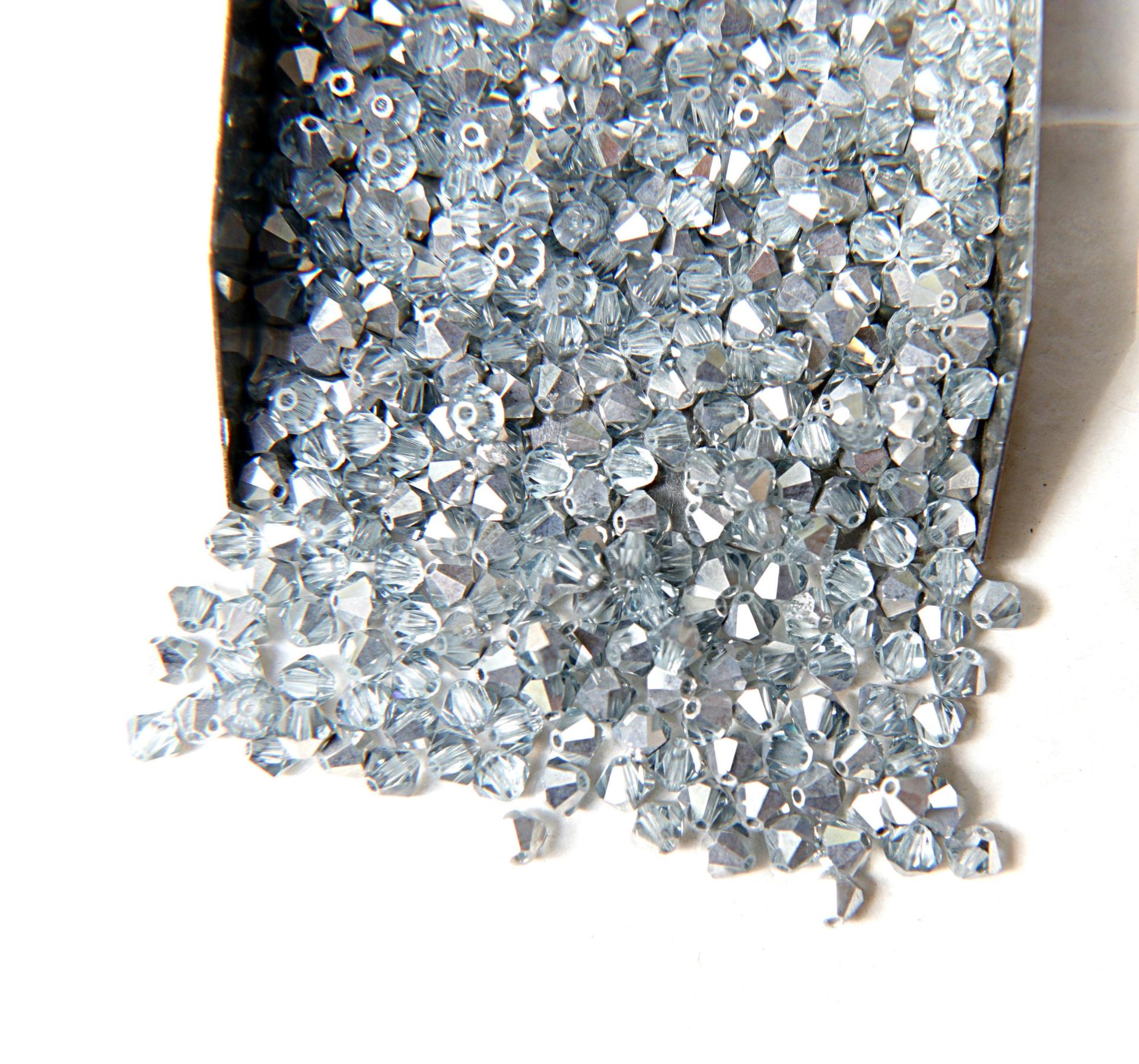 Swarovski (4mm) Light Azore Comet Argent Light Bicones Beads 36/72/144/432/720 Pieces loose beads, rare findings, craft supplies