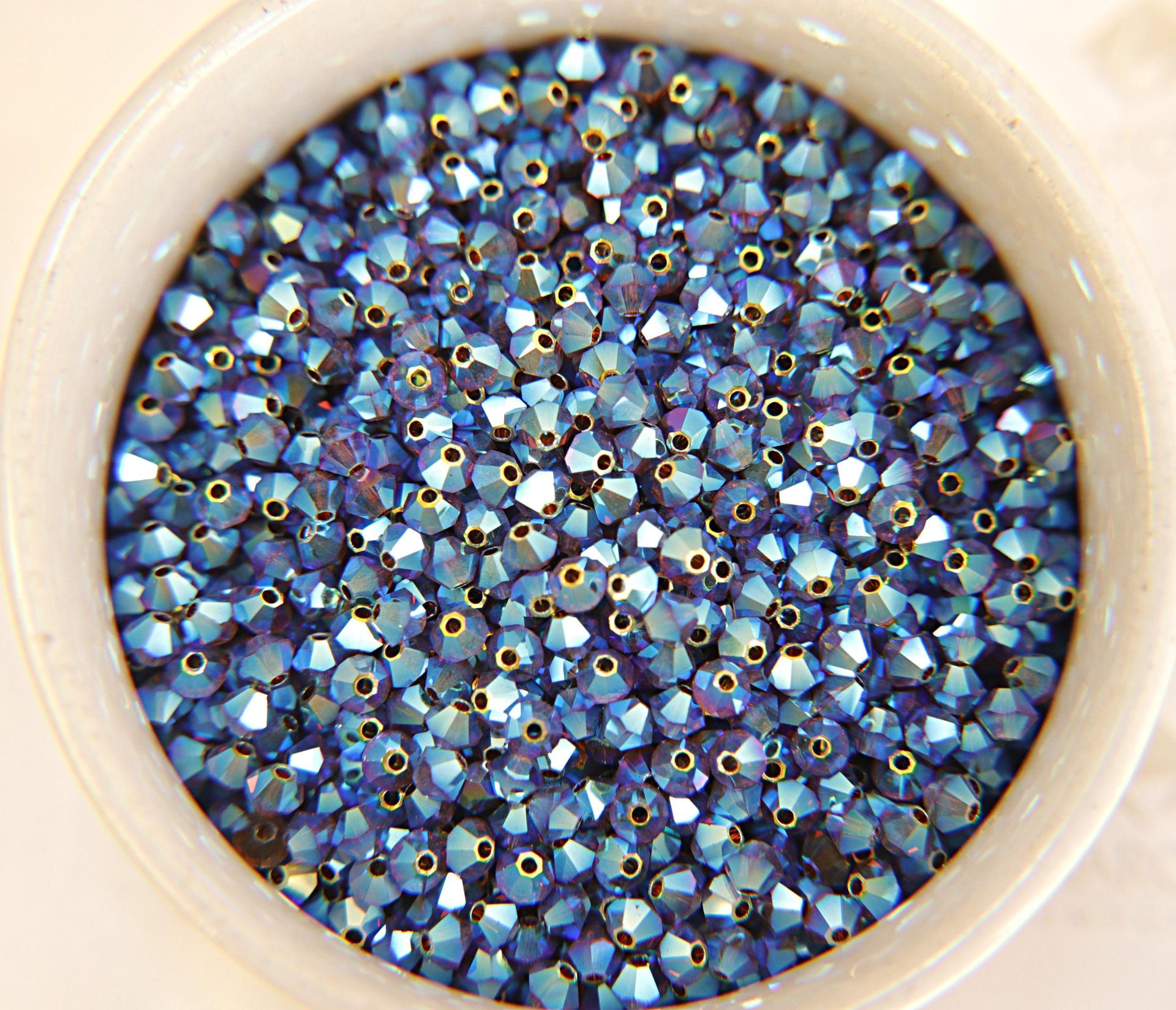 Swarovski (3/4mm) Smoked Topaz AB 2X FC Bicones Rainbow Beads 36/72/144/432/720 Pieces (220) jewelry making findings, embroidery materials