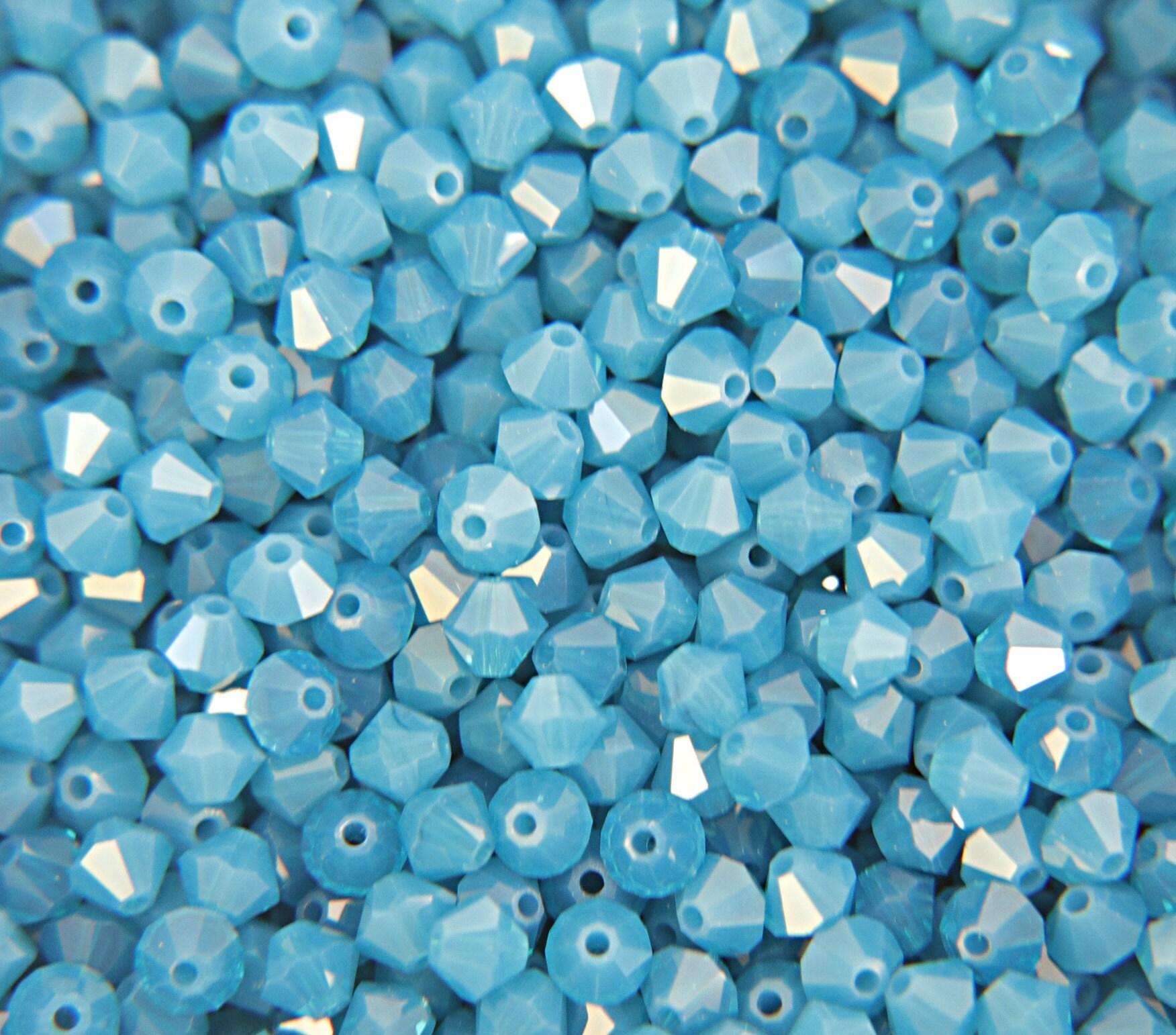4/5mm Caribbean Blue Opal Swarovski Bicone beads 12/36/72/144/432/720 Pieces (394) VINTAGE SWAROVSKI, jewelry making, embroidery materials