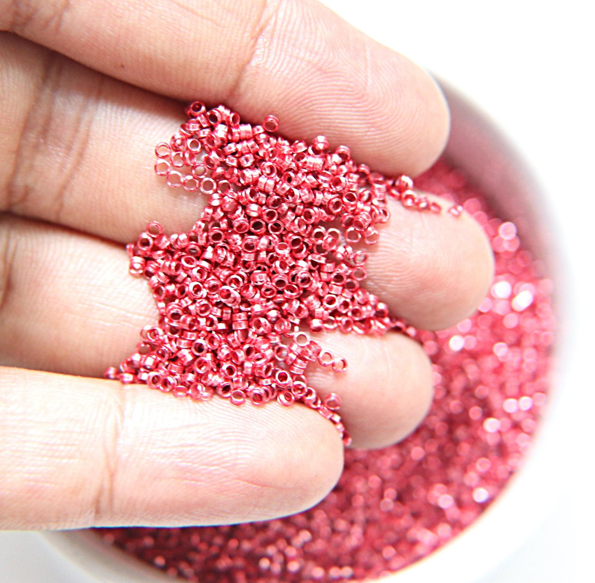 1.7mm Micro Rose Metallic Plated Tube Beads 5/10/100/500 Grams High Quality Nail Art / Haute Couture Embroidery / doll making