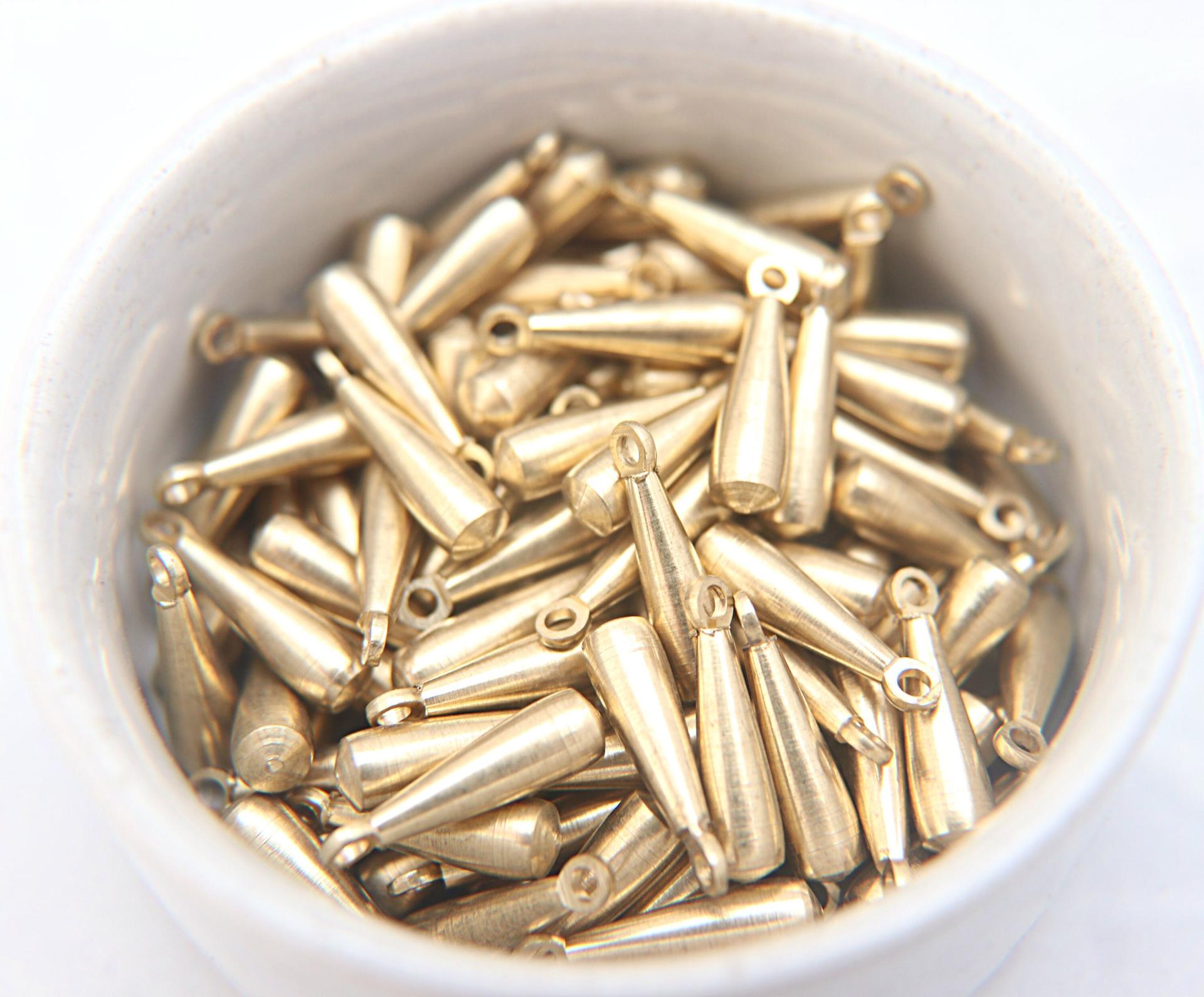 Long Metal Drops, Teardrop Charms, in brass 21x5.5mm, 2.2mm Loop, 6/30 pieces
