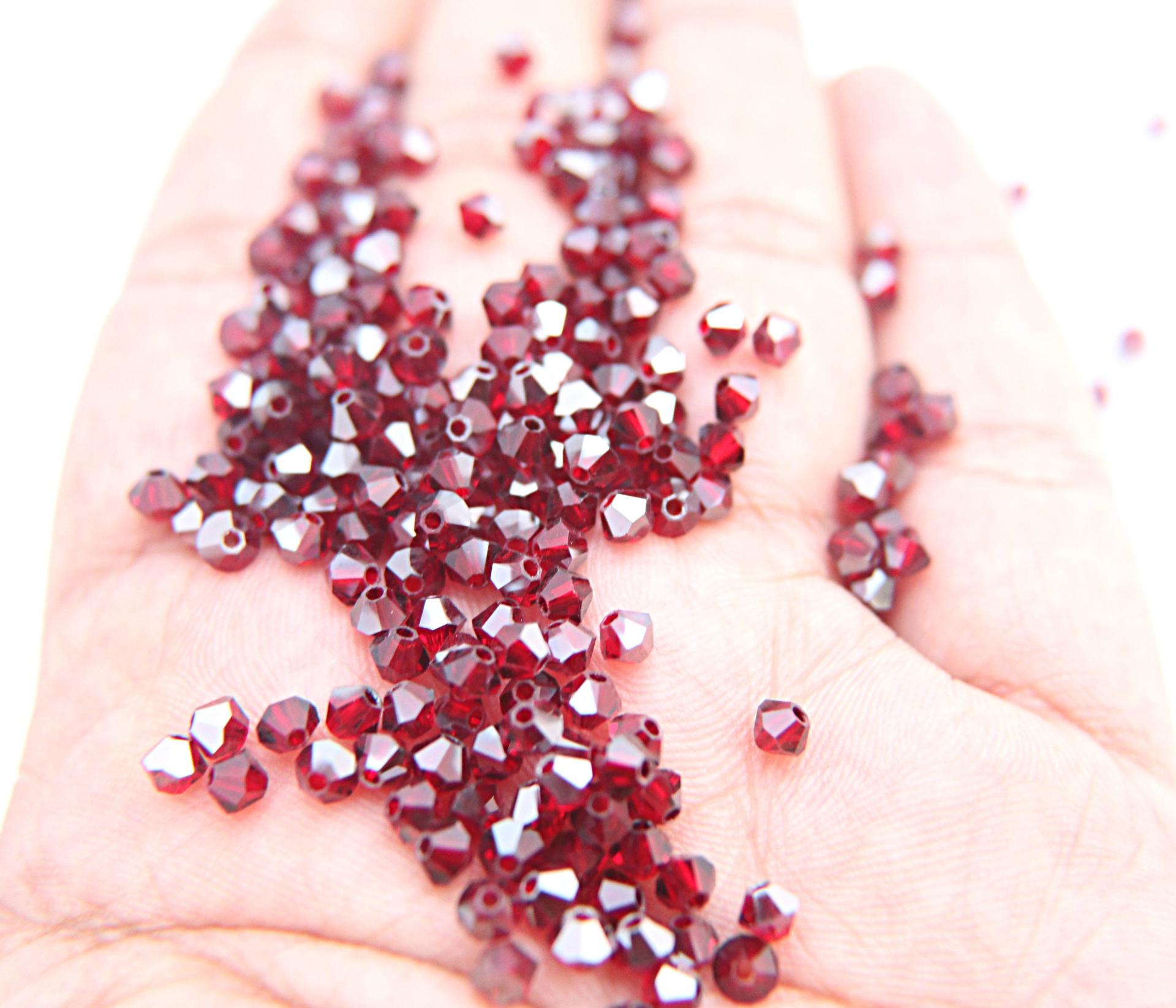 4mm Siam Satin Swarovski Bicone Beads 36/72/144/432/720 Pieces Rare findings, jewelry making, craft supplies, embellishment, craft supplies