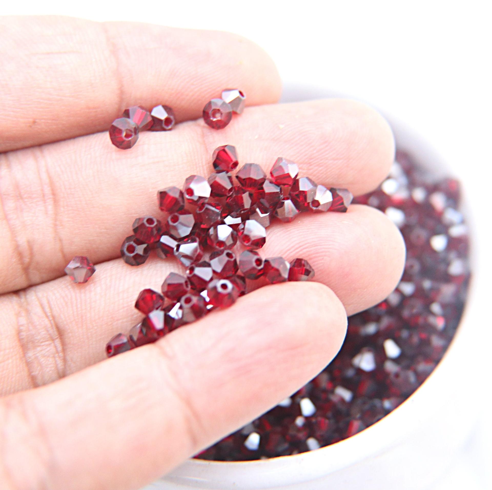 4mm Siam Satin Swarovski Bicone Beads 36/72/144/432/720 Pieces Rare findings, jewelry making, craft supplies, embellishment, craft supplies