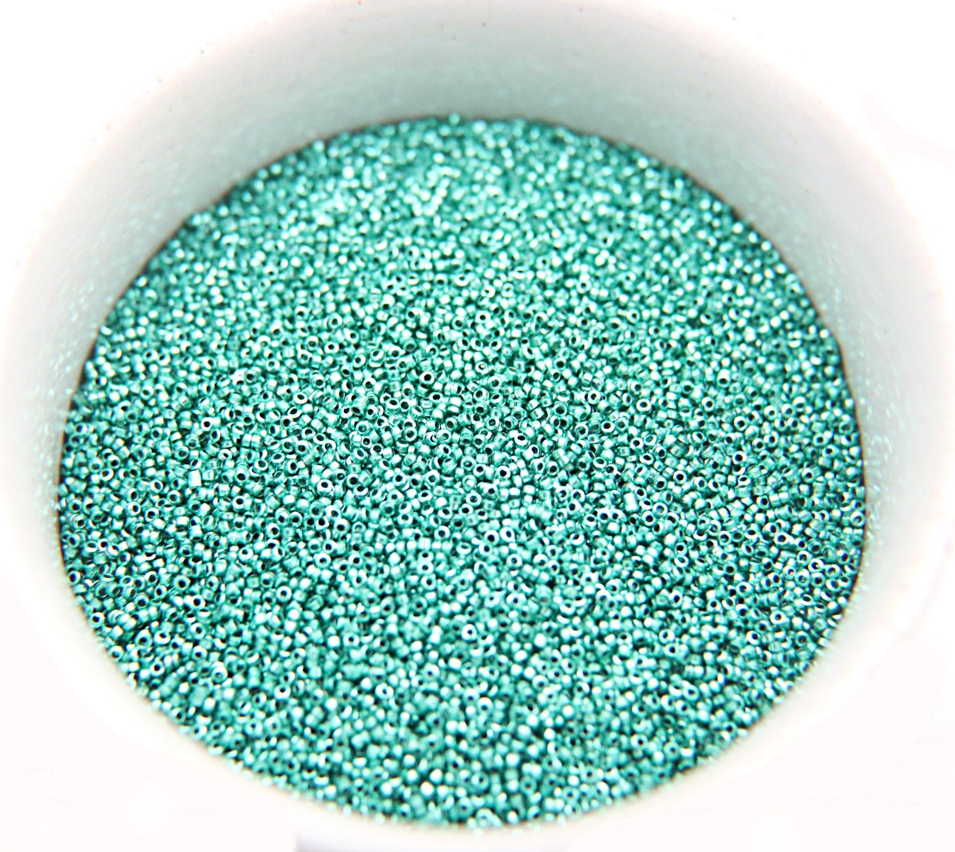 1mm Micro Teal Green Metallic Plated Tube Beads 5/10/100/500 Grams High Quality Nail Art decoration / Haute Couture Embroidery / Doll Making