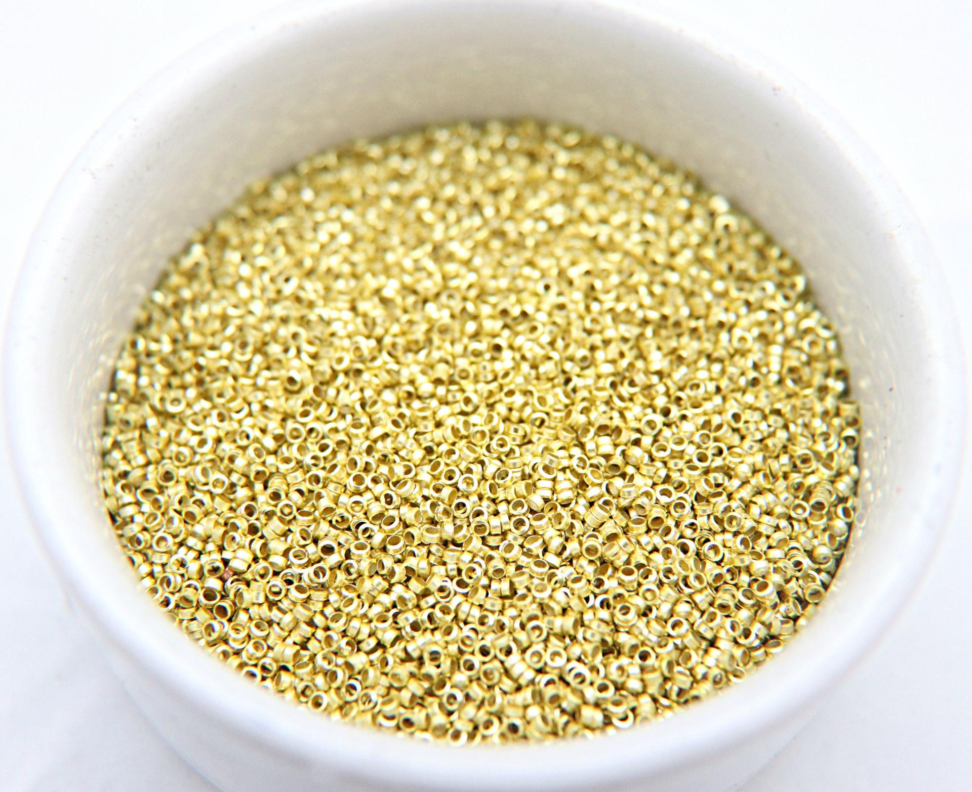 1.7mm Micro Lemon Metallic Plated Tube Beads 5/10/100/500 Grams High Quality Nail Art / Haute Couture Embroidery / doll making
