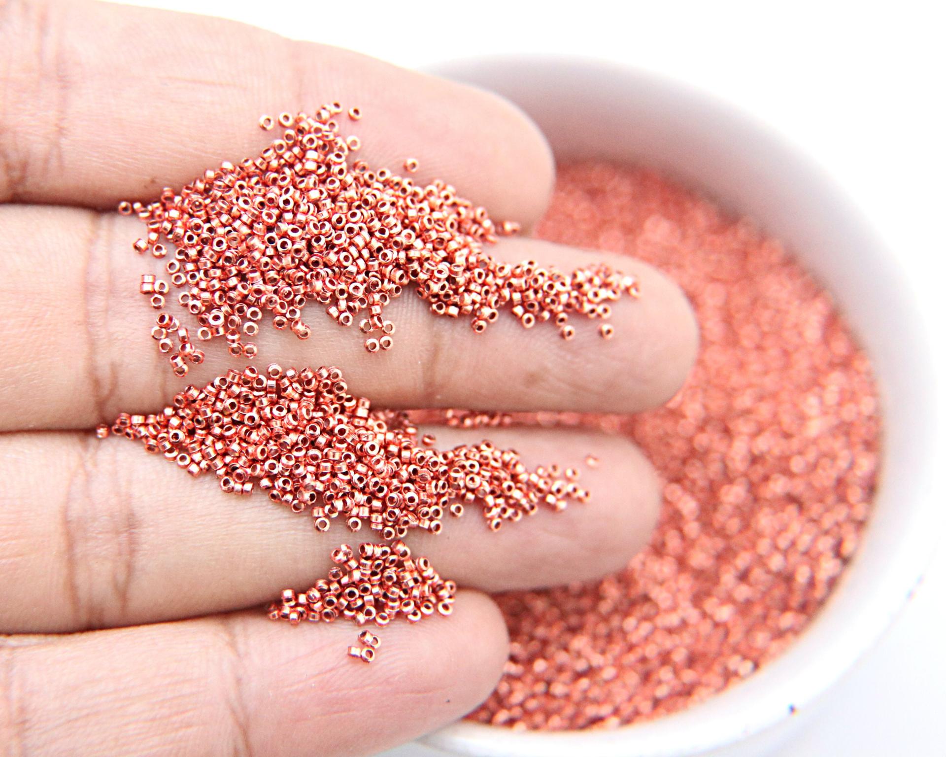 1mm Micro Rose Peach Metallic Plated Tube Beads 5/10/100/500 Gram High Quality Nail Art decoration / Haute Couture Embroidery / Doll Making