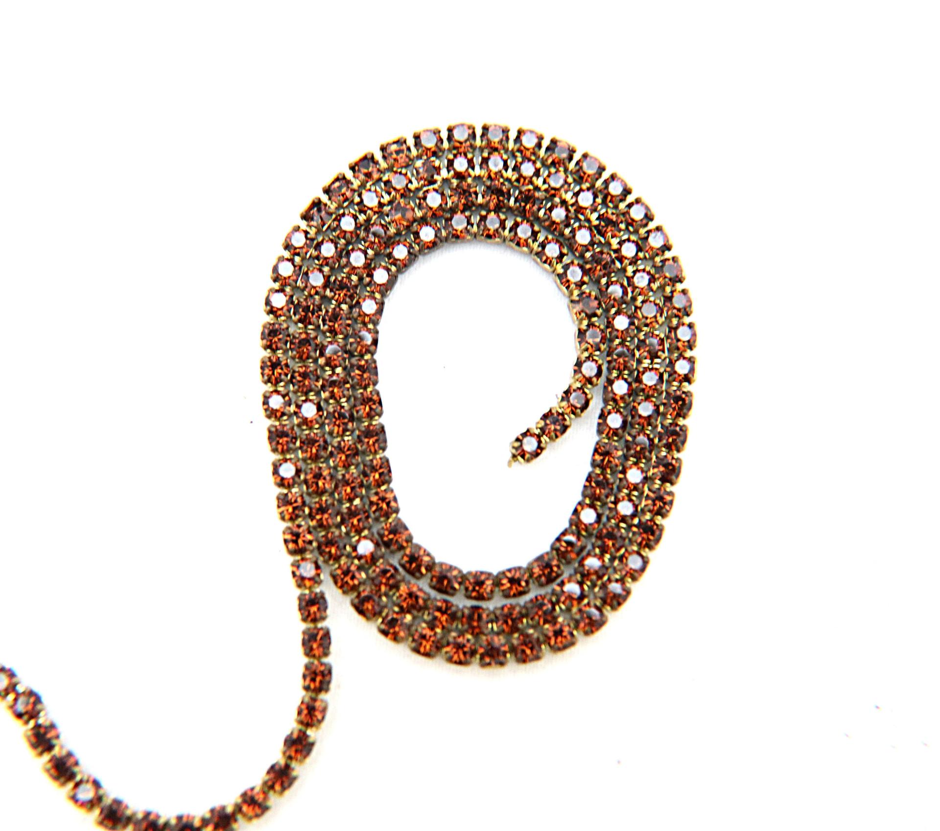 10ss Swarovski Close Cup Chain in Light Smoked Topaz 2.8mm Made in Austria 0.5/1/2/5 Meters rare couture materials