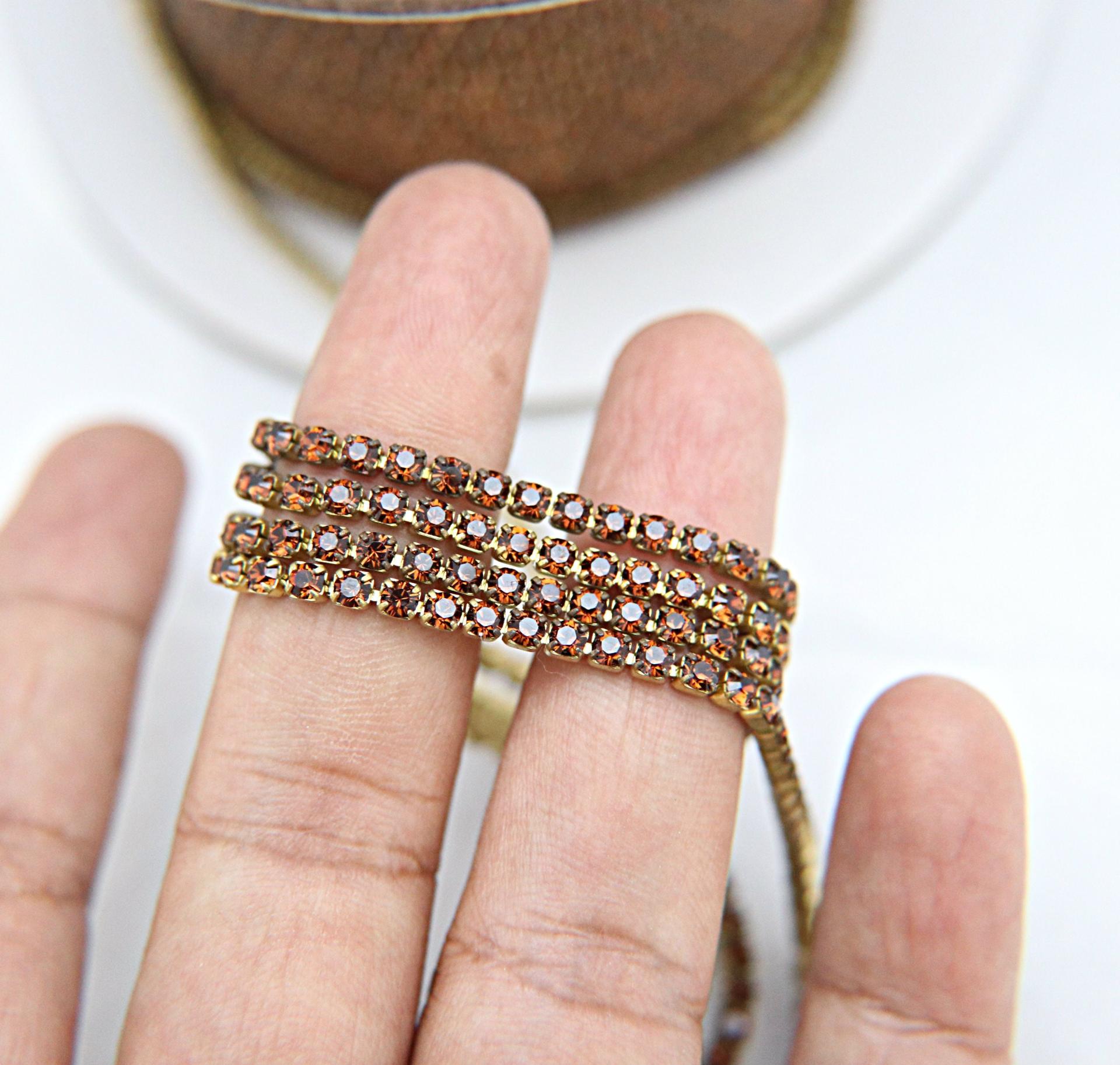10ss Swarovski Close Cup Chain in Light Smoked Topaz 2.8mm Made in Austria 0.5/1/2/5 Meters rare couture materials