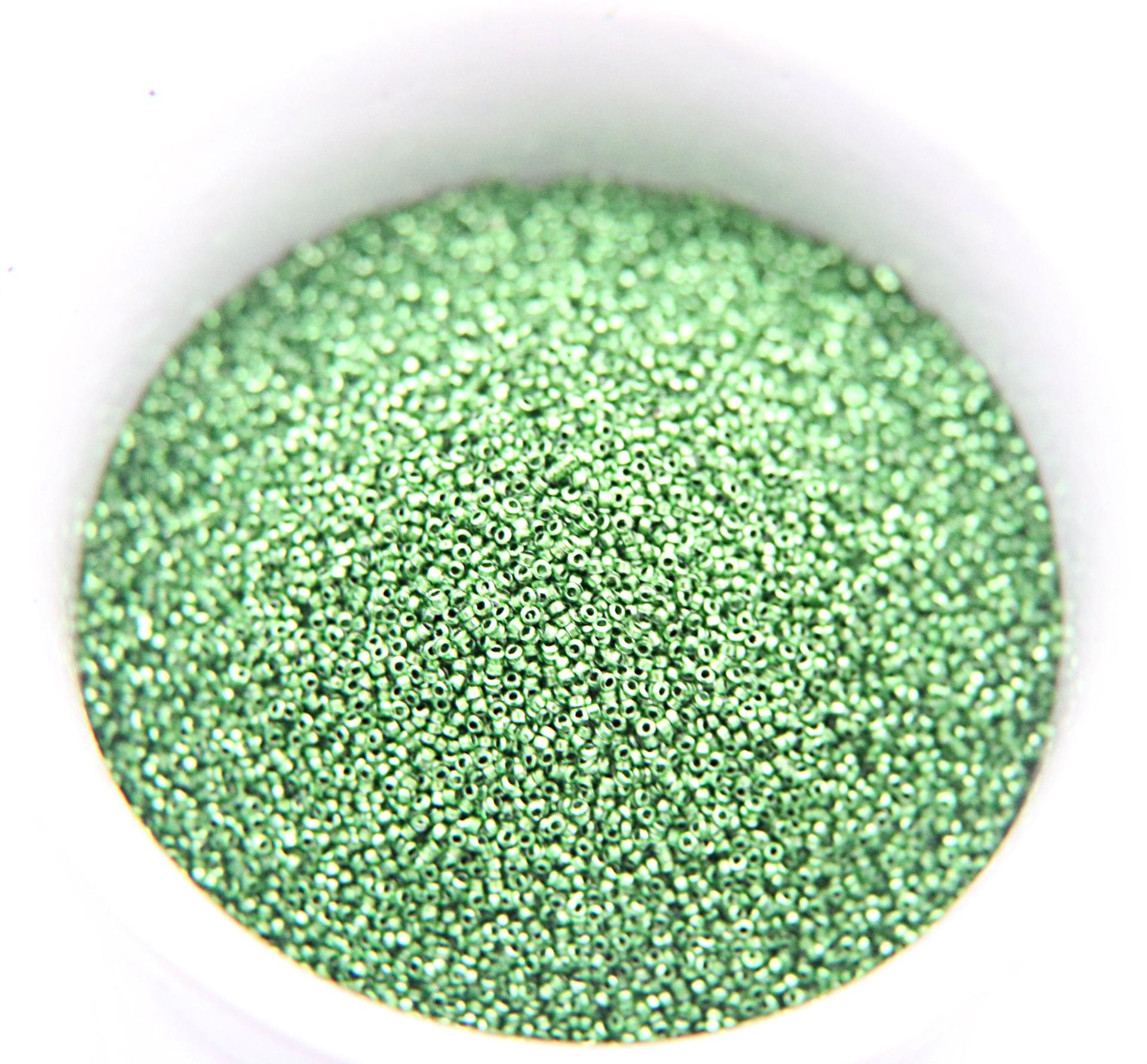 1mm Micro Fern Green Metallic Plated Tube Beads 5/10/100/500 Grams High Quality Nail Art decoration / Haute Couture Embroidery / Doll Making