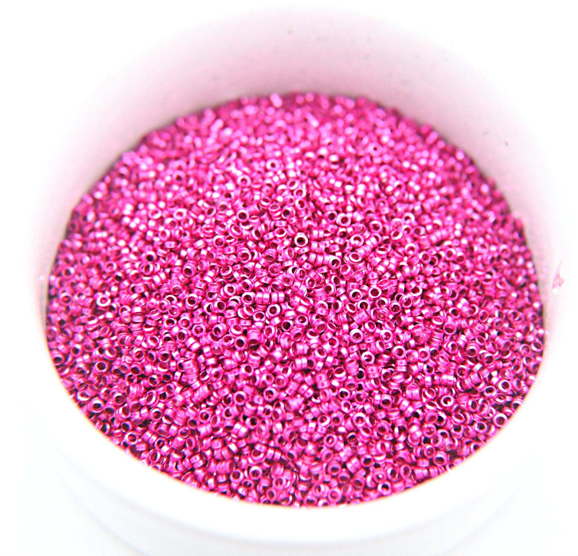 1.7mm Micro Fuchsia Metallic Plated Tube Beads 5/10/100 Grams High Quality Nail Art / Haute Couture Embroidery / doll making