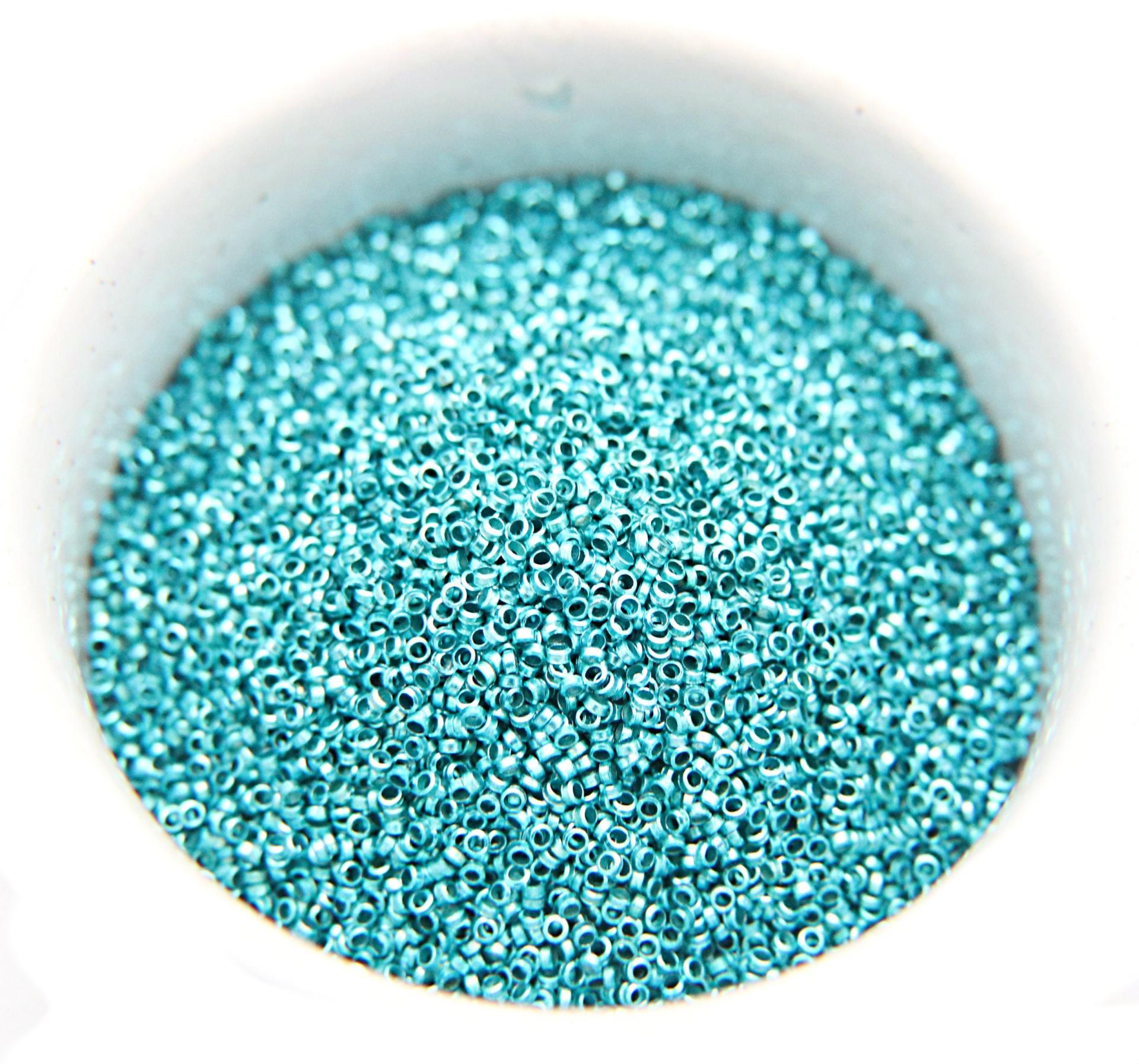 1.7mm Micro Blue Zircon Metallic Plated Tube Beads 5/10/100 Grams High Quality Nail Art / Haute Couture Embroidery / doll making