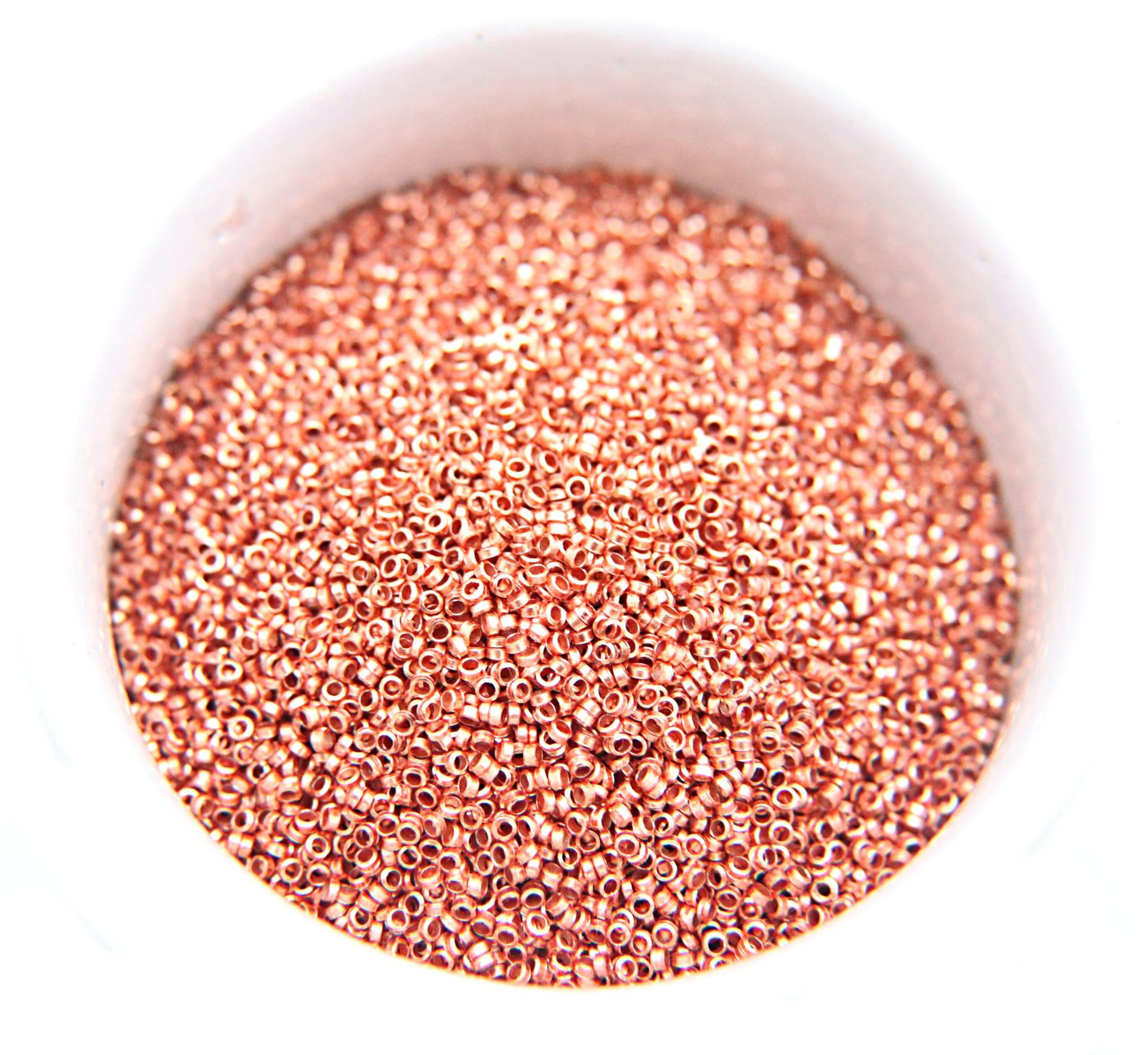 1.7mm Micro Rose Peach Metallic Plated Tube Beads 5/10/100 Grams High Quality Nail Art / Haute Couture Embroidery / doll making / craft bead