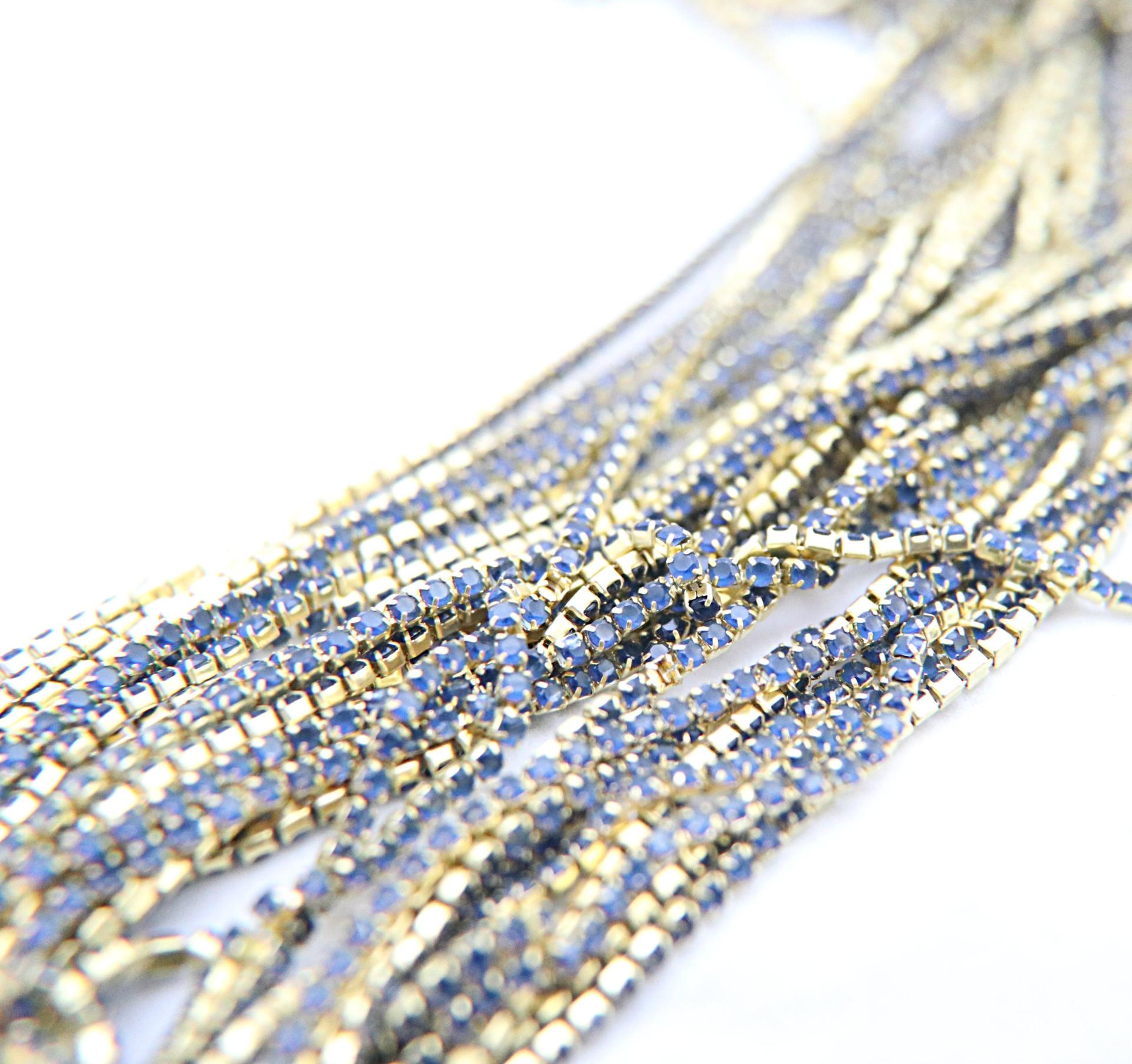 14pp Cubic zirconium Rhinestone Close Cup Chain in Opal Montana (2mm) 0.5/1/2/5 Meters Brass Settings, strass findings, jewelry making, rare