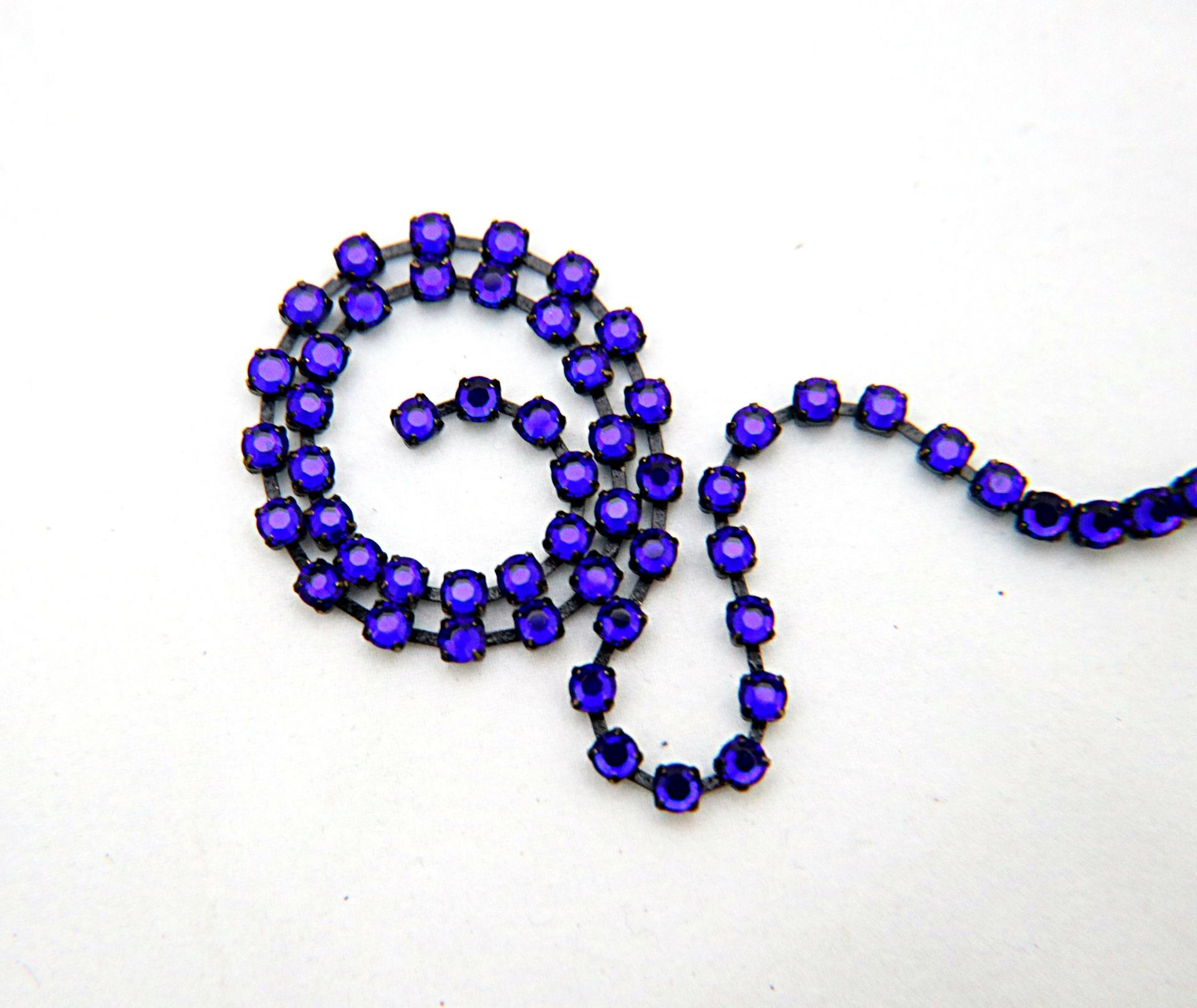 16ss Swarovski 2088 Chain in Flat Back Cobalt (4mm) 0.5/1/2/5 Meters Vintage Black Settings Bridal Supplies, strass chains, premium material