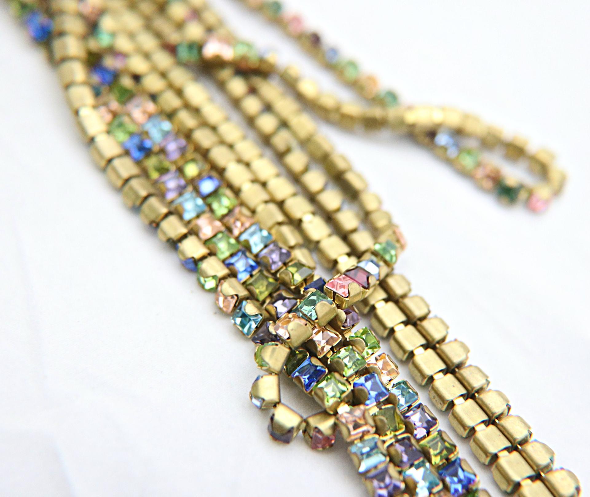 4mm Square Swarovski fancy Rhinestone Chain in Multi Color0.5/1 Meter Brass Settings Wedding Bridal Supplies|Decoration