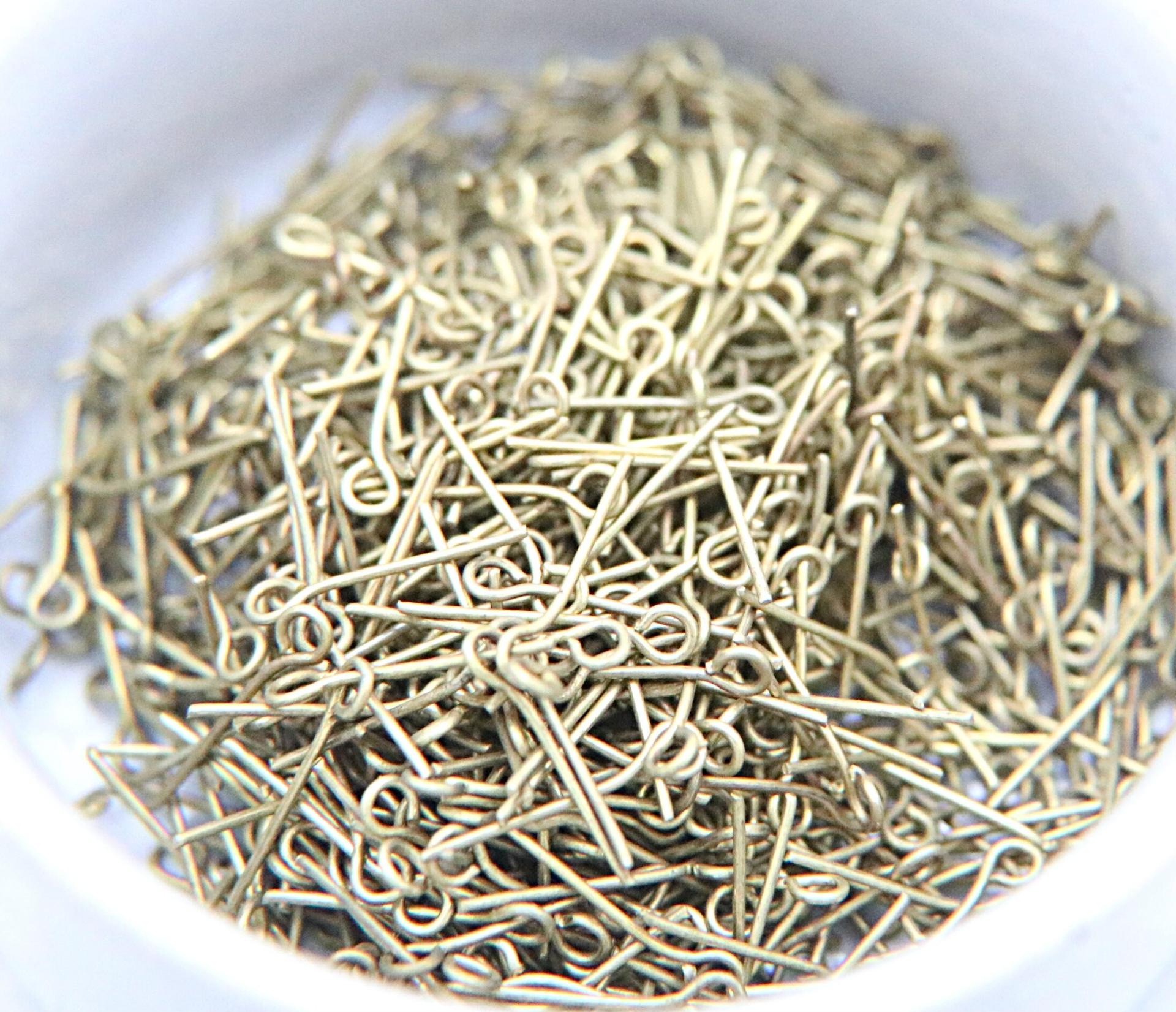 25/16 mm Eye Pins, Brass Pins, short Eye Pins, Brass Tone Eye Pins, Head Pins, Beading Supplies vintage supply, wire craft supply, jewelry