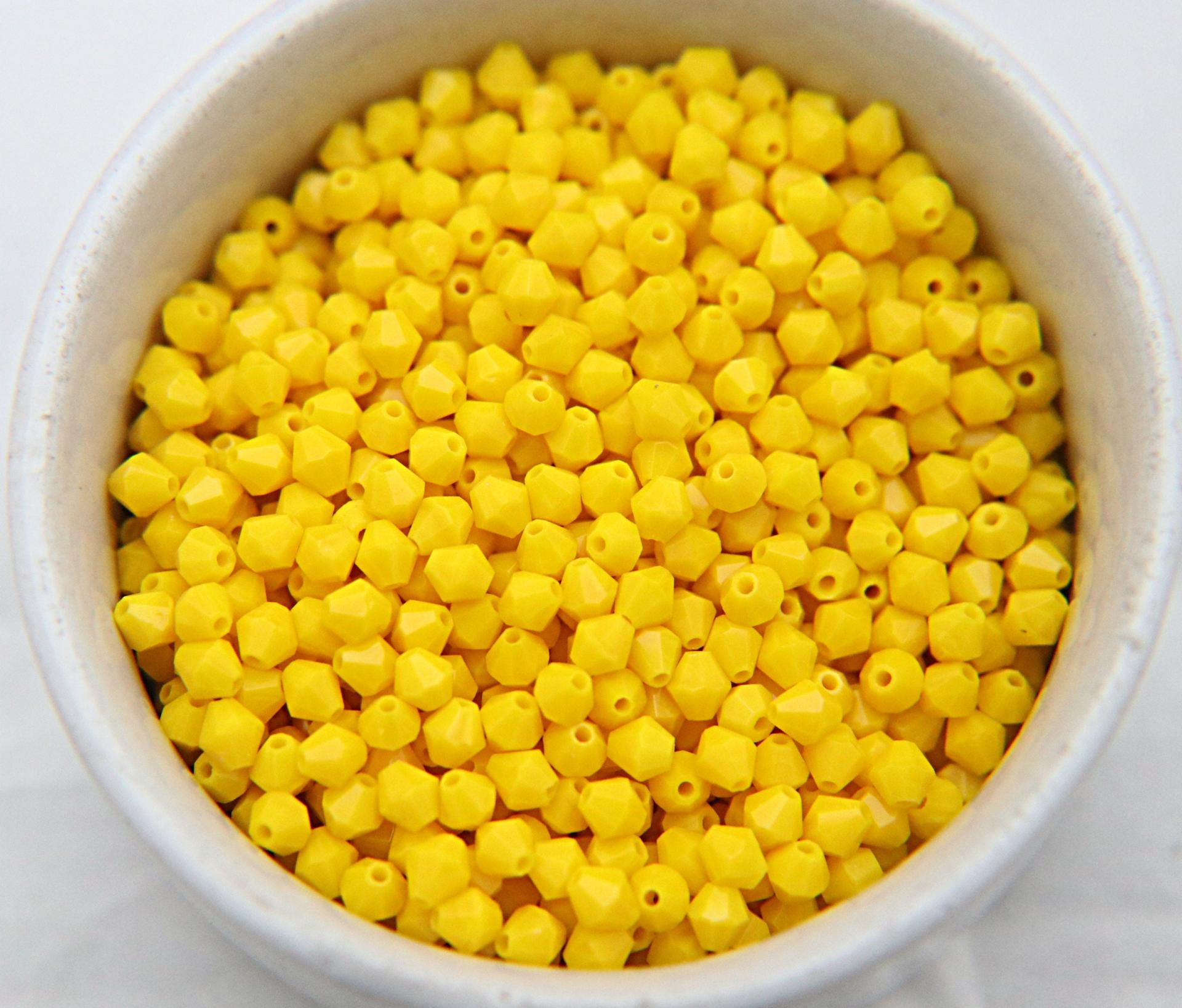 4mm Opaque Yellow Genuine Czech Bicone beads 36/72/144/432/720 Pieces (71010) Rare findings, jewelry making, craft supplies, embellishment