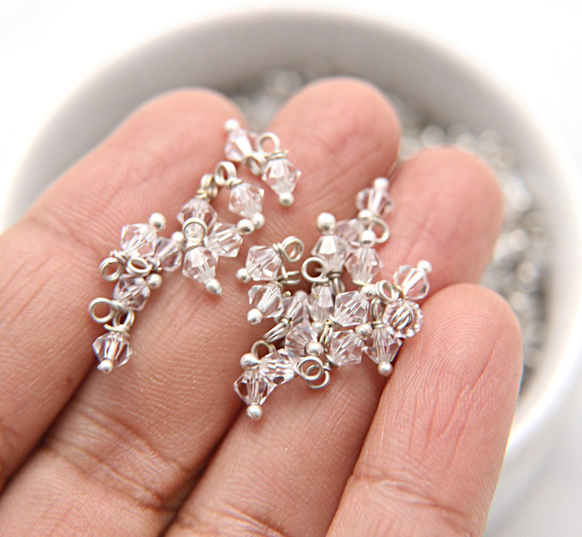 4mm Swarovski Crystal dangles in Sterling Silver wire wrapped- charms- drops- jewelry making 72/144/432/1000Pieces vintage findings, craft