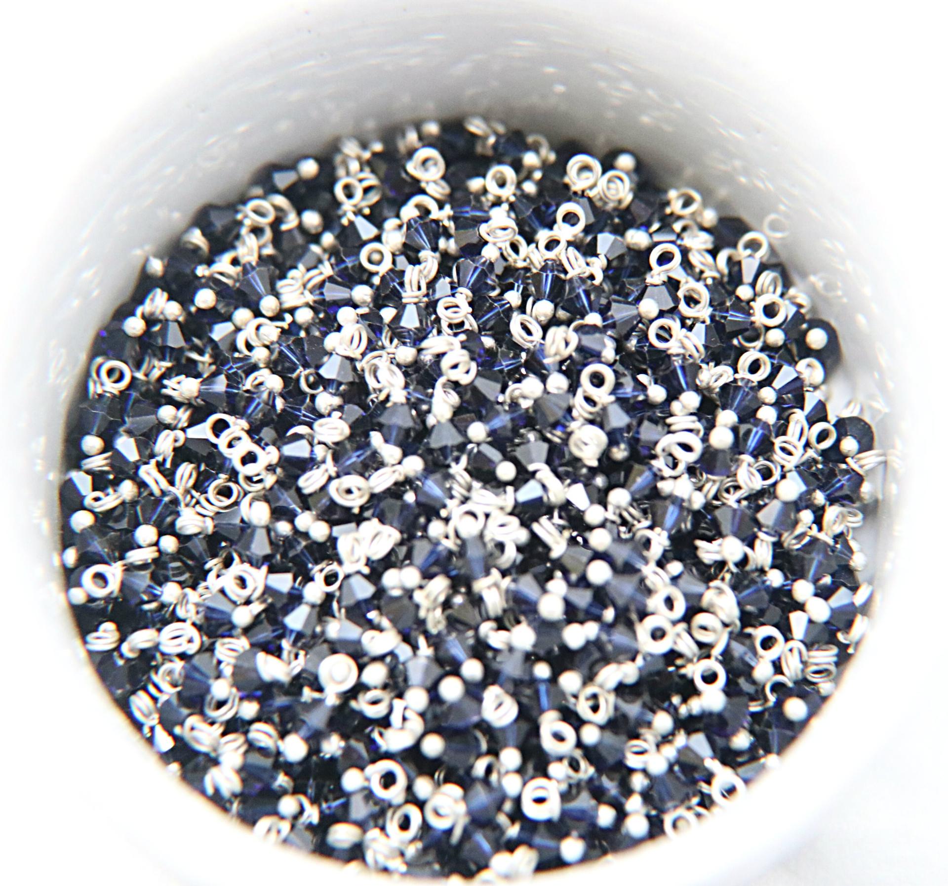 4mm Swarovski Dark Indigo crystal dangles in Sterling Silver wire wrapped- charms- drops- jewelry making 36/72/144/432/1000Pieces