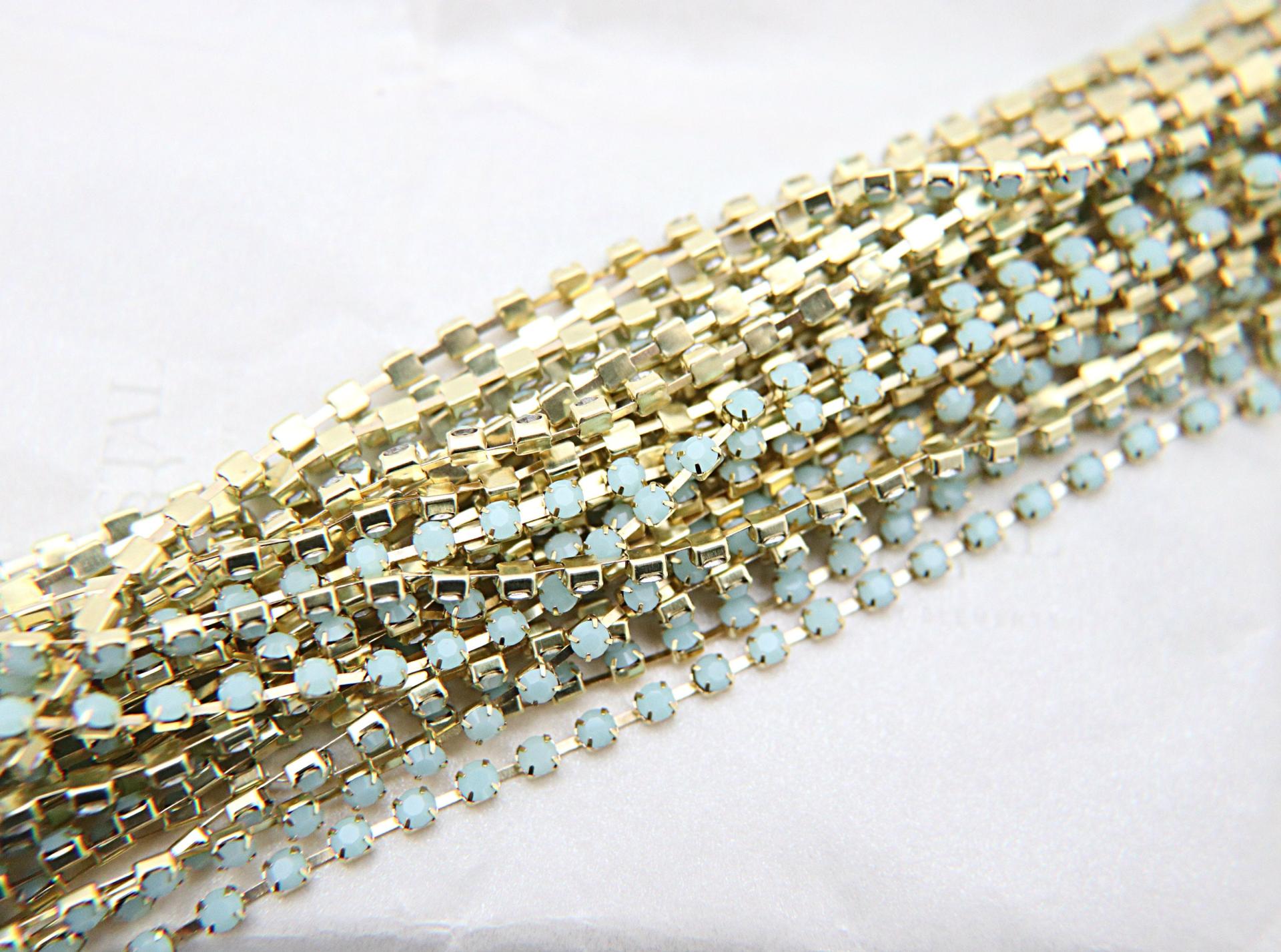 12 SS Swarovski Cup Chain in Mint Alabaster 3mm Made in Austria 0.5/1/2/5 Meters strass chains, embroidery materials, craft supplies