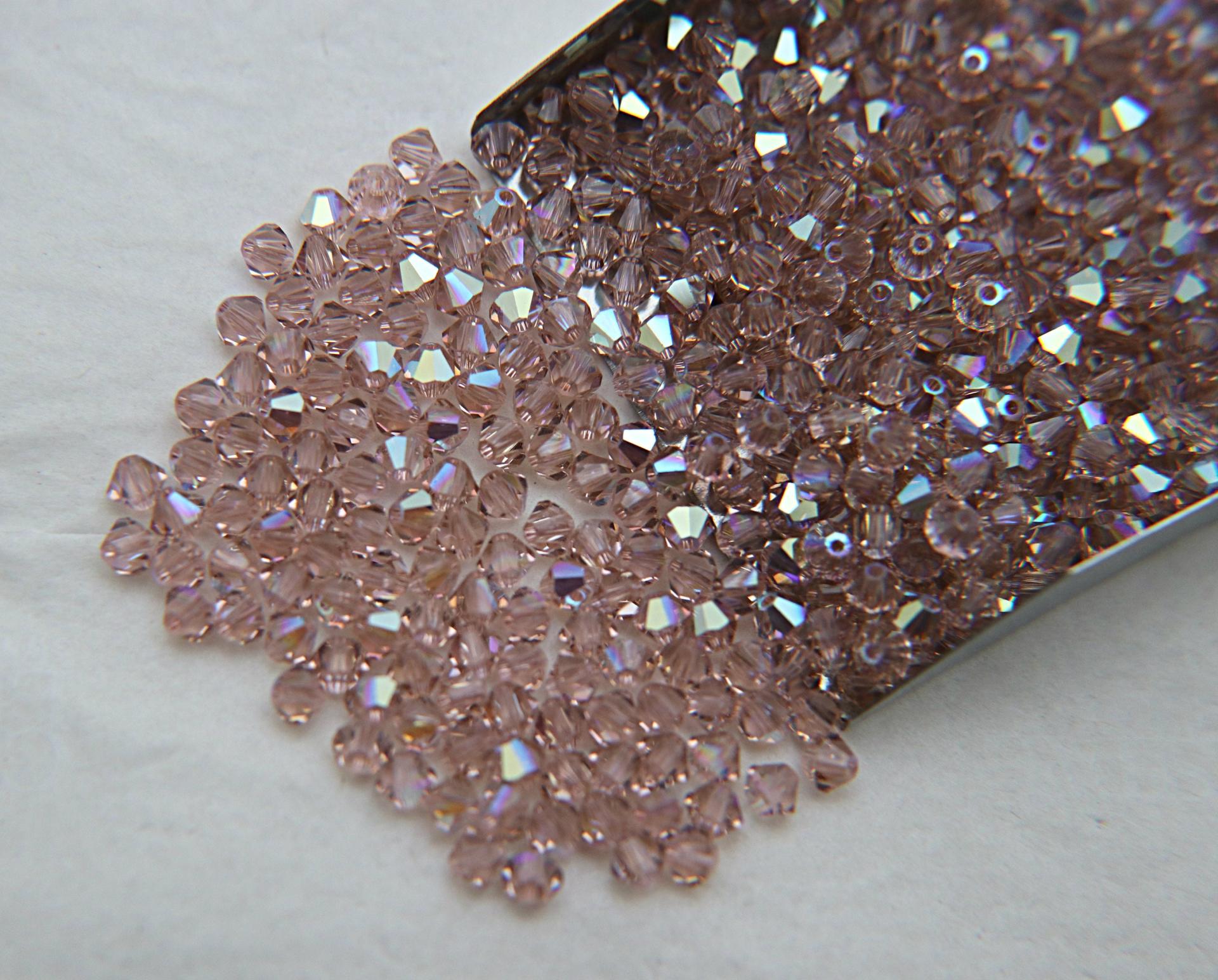 4mm Vintage Rose Aurore Boreale Swarovski Bicone AB beads 36/72/144/432/720 Pieces rainbow beads, jewelry making, couture embellishments