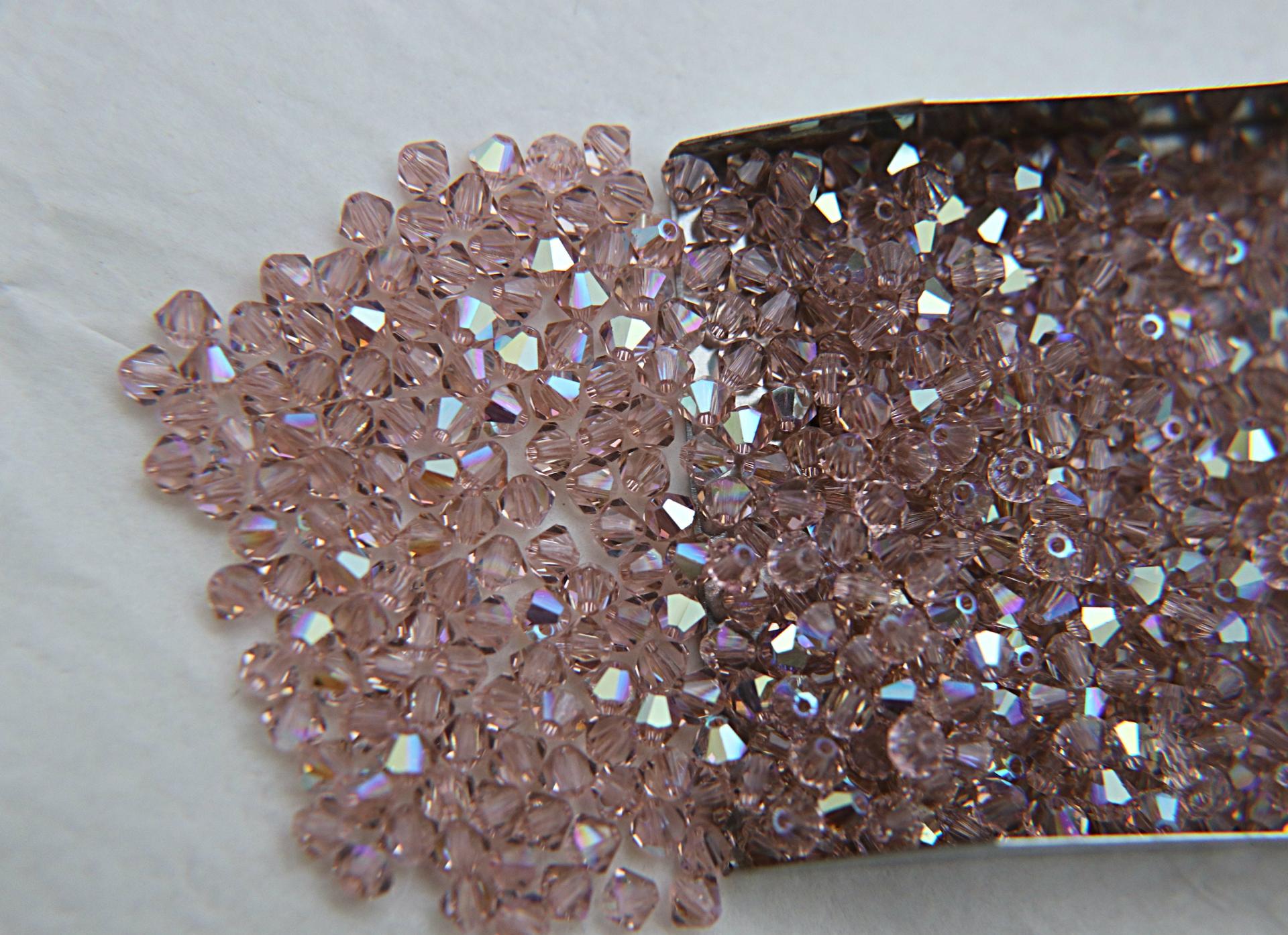 4mm Vintage Rose Aurore Boreale Swarovski Bicone AB beads 36/72/144/432/720 Pieces rainbow beads, jewelry making, couture embellishments
