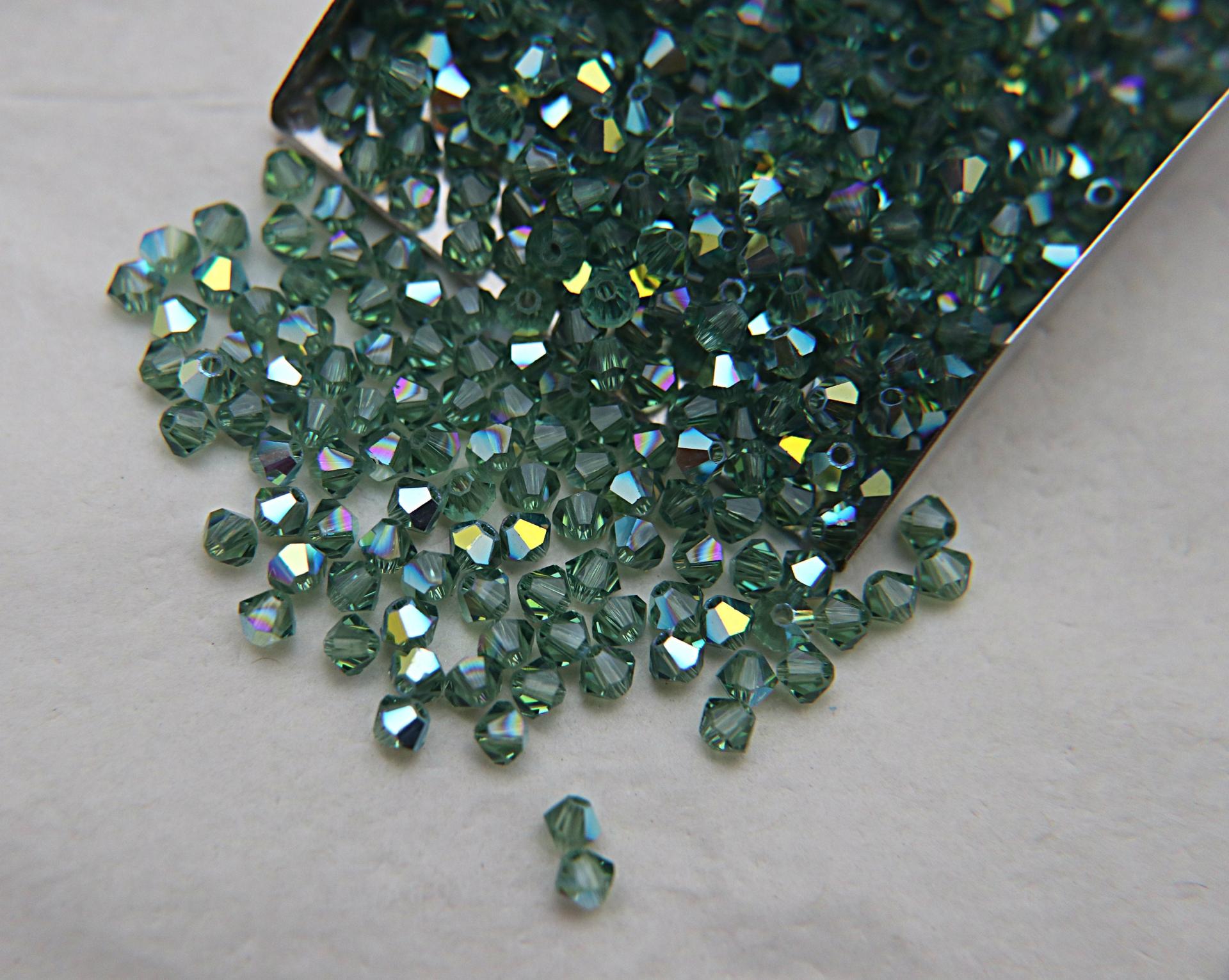Swarovski 4mm Erinite AB Bicones beads 36/72/144/432/720 Pieces rainbow beads, jewelry making, couture embellishments, embroidery materials