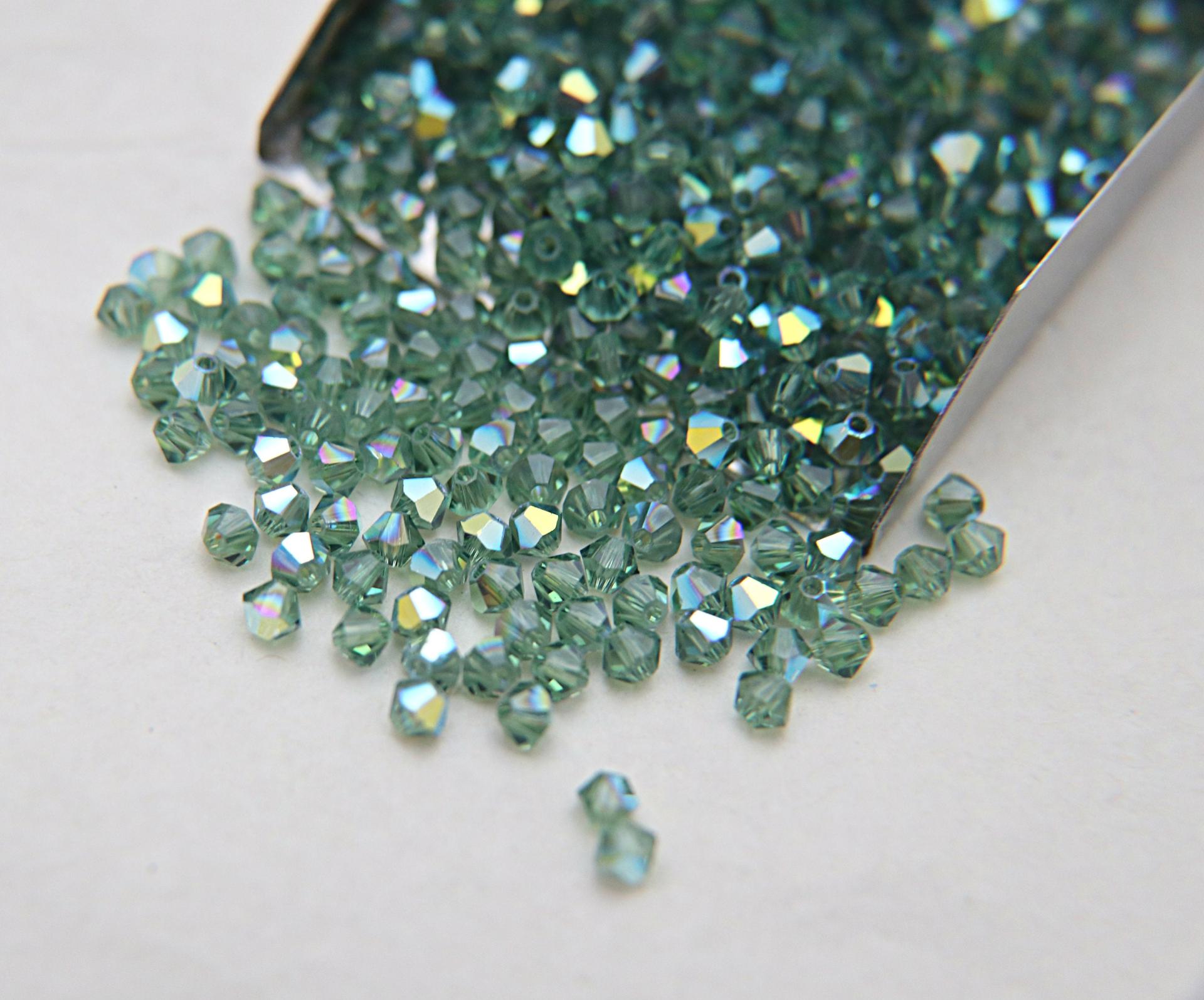 Swarovski 4mm Erinite AB Bicones beads 36/72/144/432/720 Pieces rainbow beads, jewelry making, couture embellishments, embroidery materials
