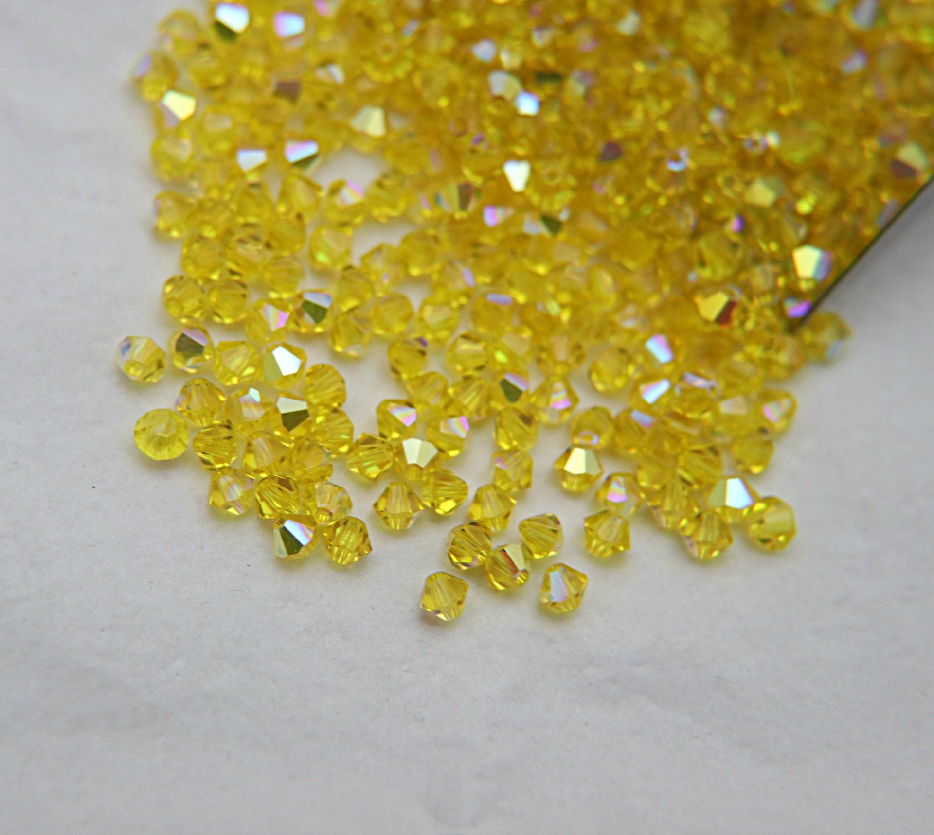 4mm Citrine Aurore Boreale Swarovski Bicone Cuts AB beads 36/72/144/432/720 Pieces rainbow beads, jewelry making, couture embellishments