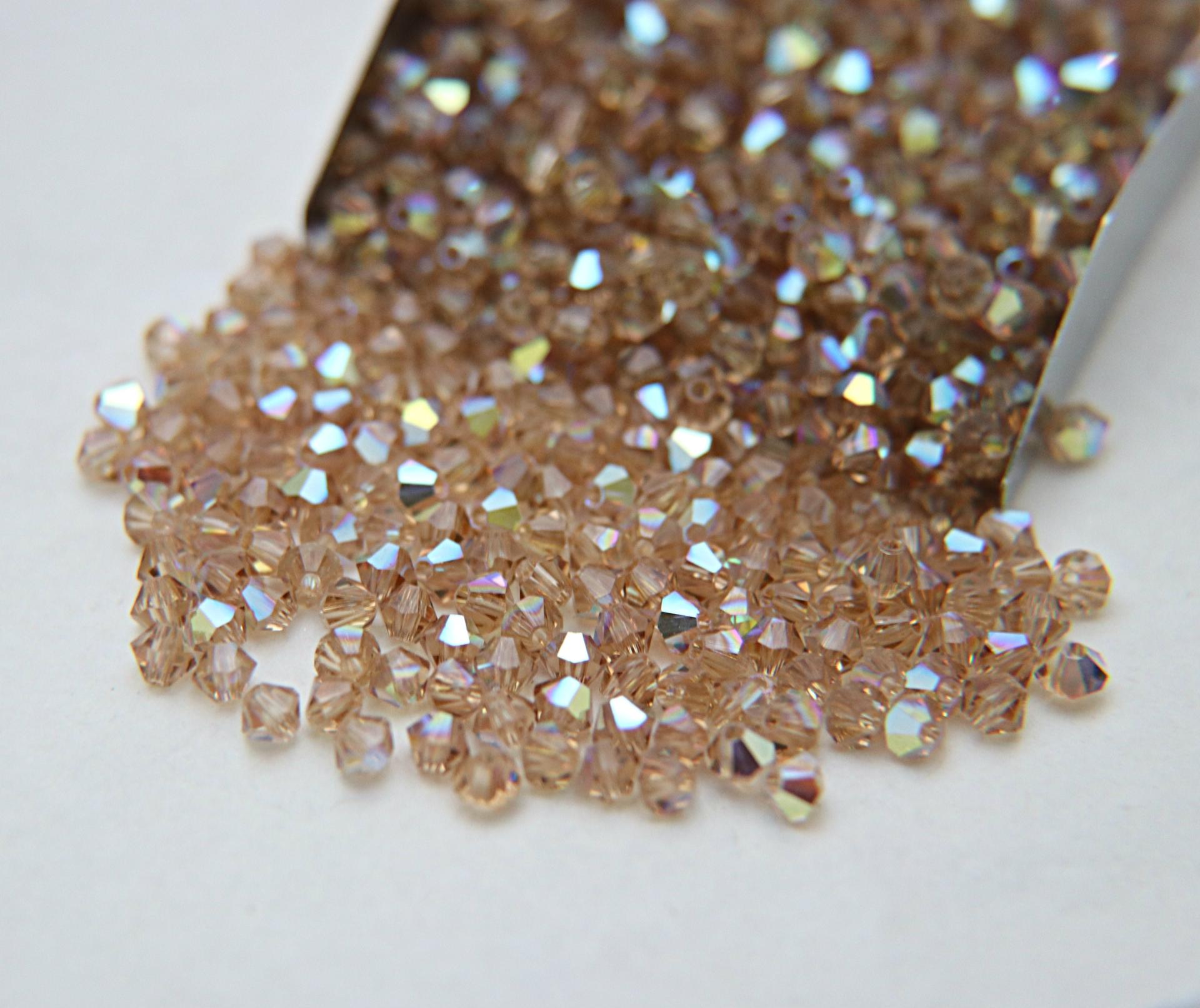 Swarovski (3/4mm) Light Colorado Topaz AB Bicones beads 36/72/144/432/720 Pieces PREMIUM rainbow beads jewelry making couture embellishments