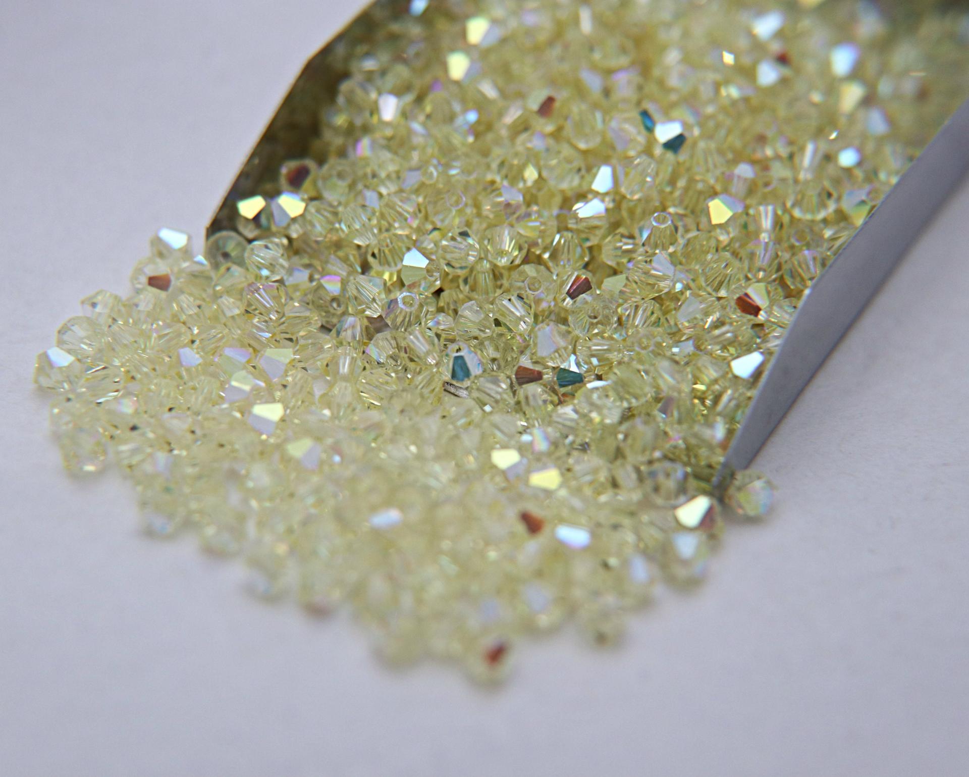 Swarovski (4mm) Jonquil AB Bicones 36/72/144/432/7200 Pieces rainbow beads, jewelry making, couture embellishments, embroidery materials