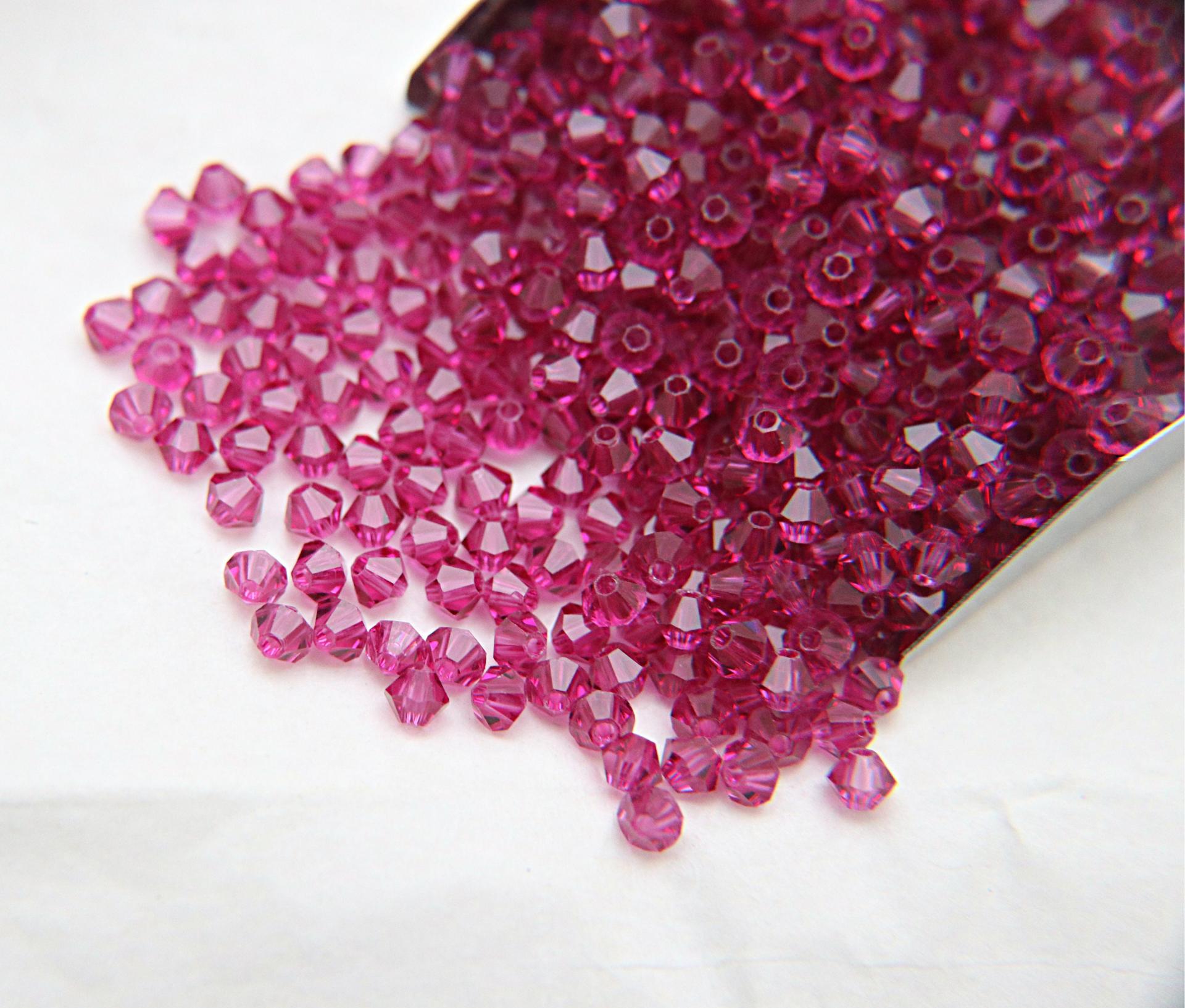 4/5mm Fuchsia Swarovski Bicones 12/36/72/144/432/720 Pieces (502) jewelry making beads, embroidery materials, jewelry making