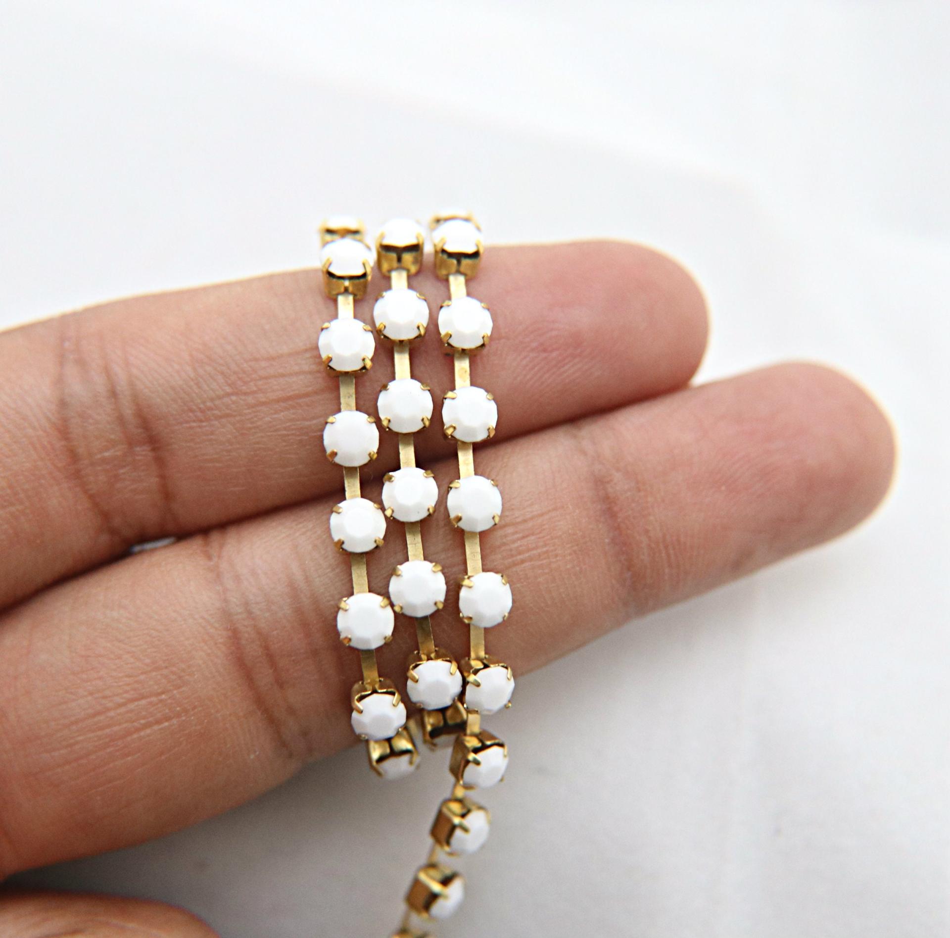 16ss Rhinestone Chain Swarovski in Chalk White (279) 4mm 0.5/1/2/5/15 Meters, vintage jewelry findings, wedding embellishments, embroidery