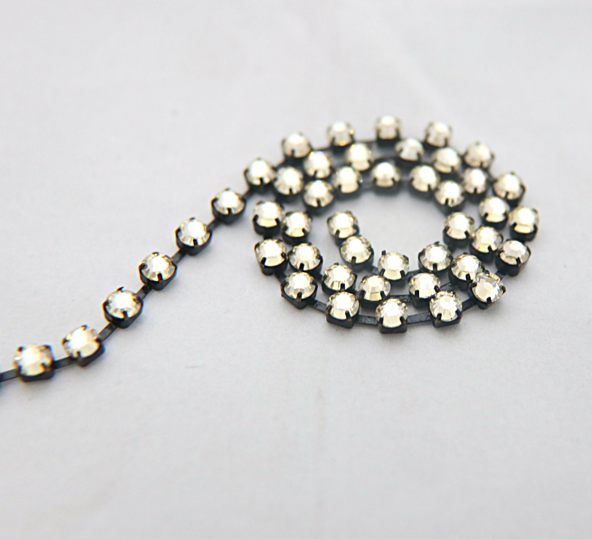 16ss Swarovski 2088 Chain in Flat Back Crystal Golden Honey (4mm) 0.5/1/2/5 Meters Vintage Black Settings Bridal Supplies|Jewelry Making