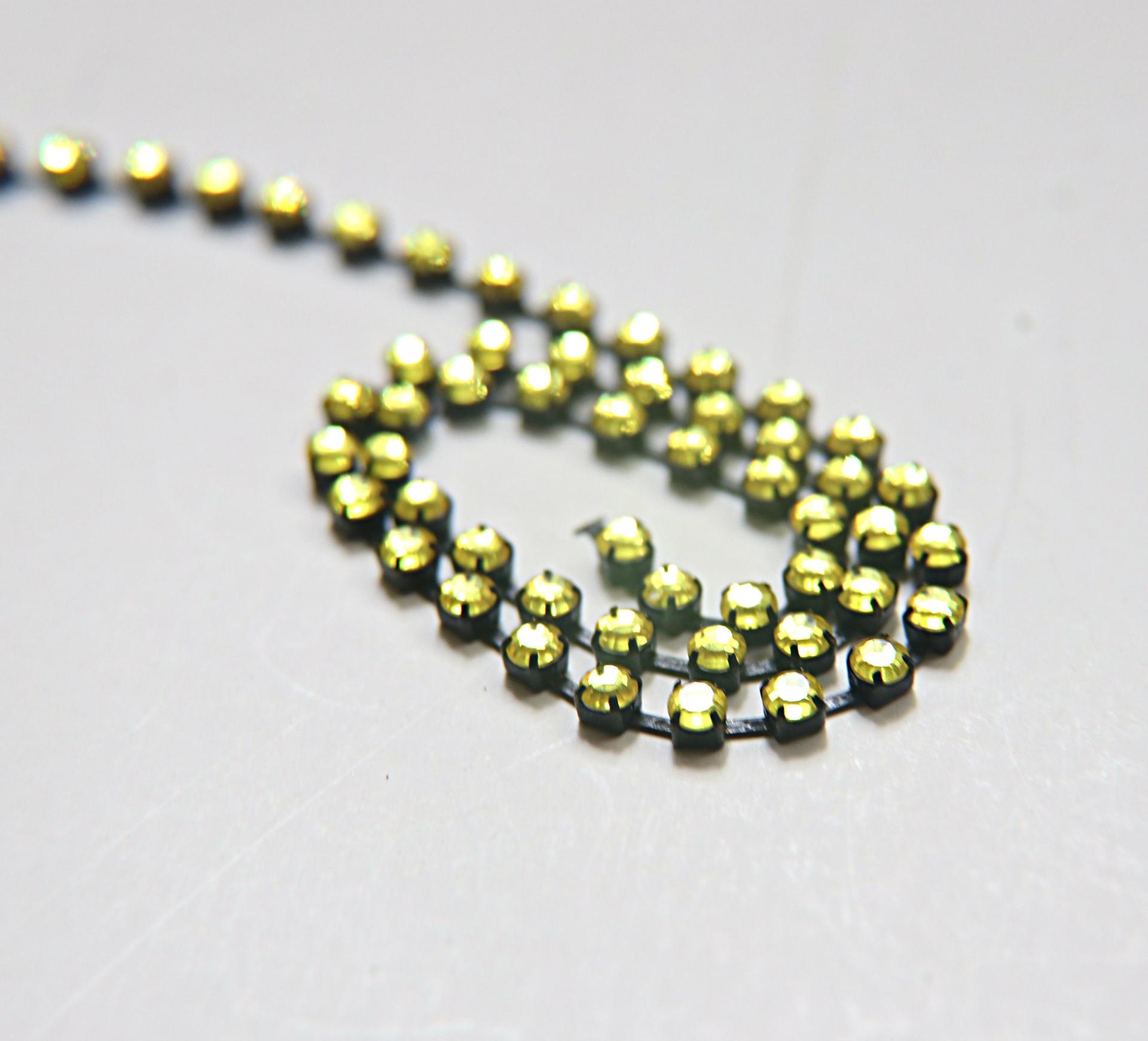 16ss Swarovski 2088 Chain in Flat Back Citrine (4mm) 0.5/1/2/5 Meters Vintage Black Settings Bridal Supplies|Jewelry Making, embellishments