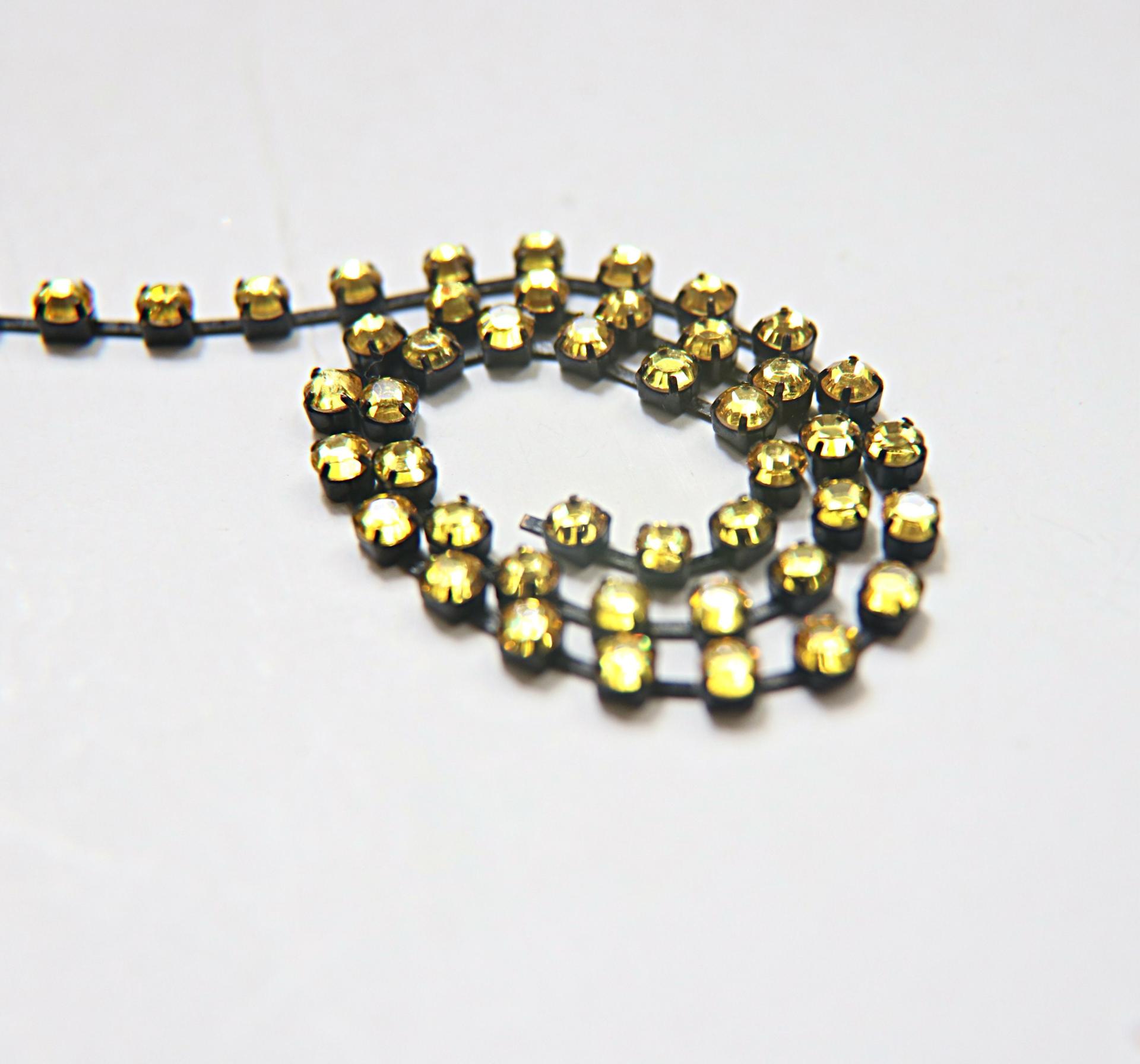 16ss Swarovski 2088 Chain Flat Back Light Topaz (4mm) 0.5/1/2/5 Meters Vintage Black Settings Bridal Supplies|Jewelry Making, craft making