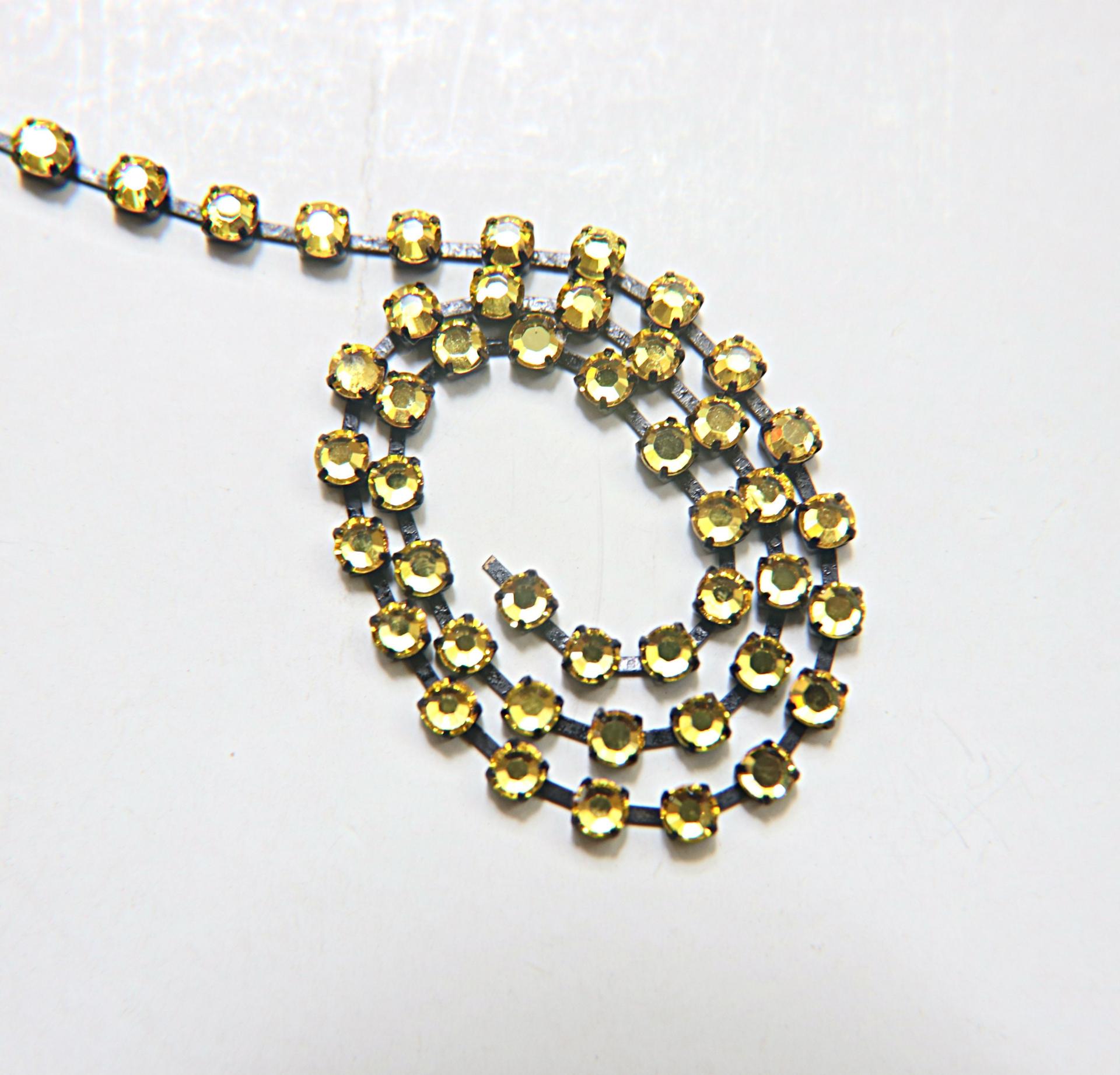 16ss Swarovski 2088 Chain Flat Back Light Topaz (4mm) 0.5/1/2/5 Meters Vintage Black Settings Bridal Supplies|Jewelry Making, craft making