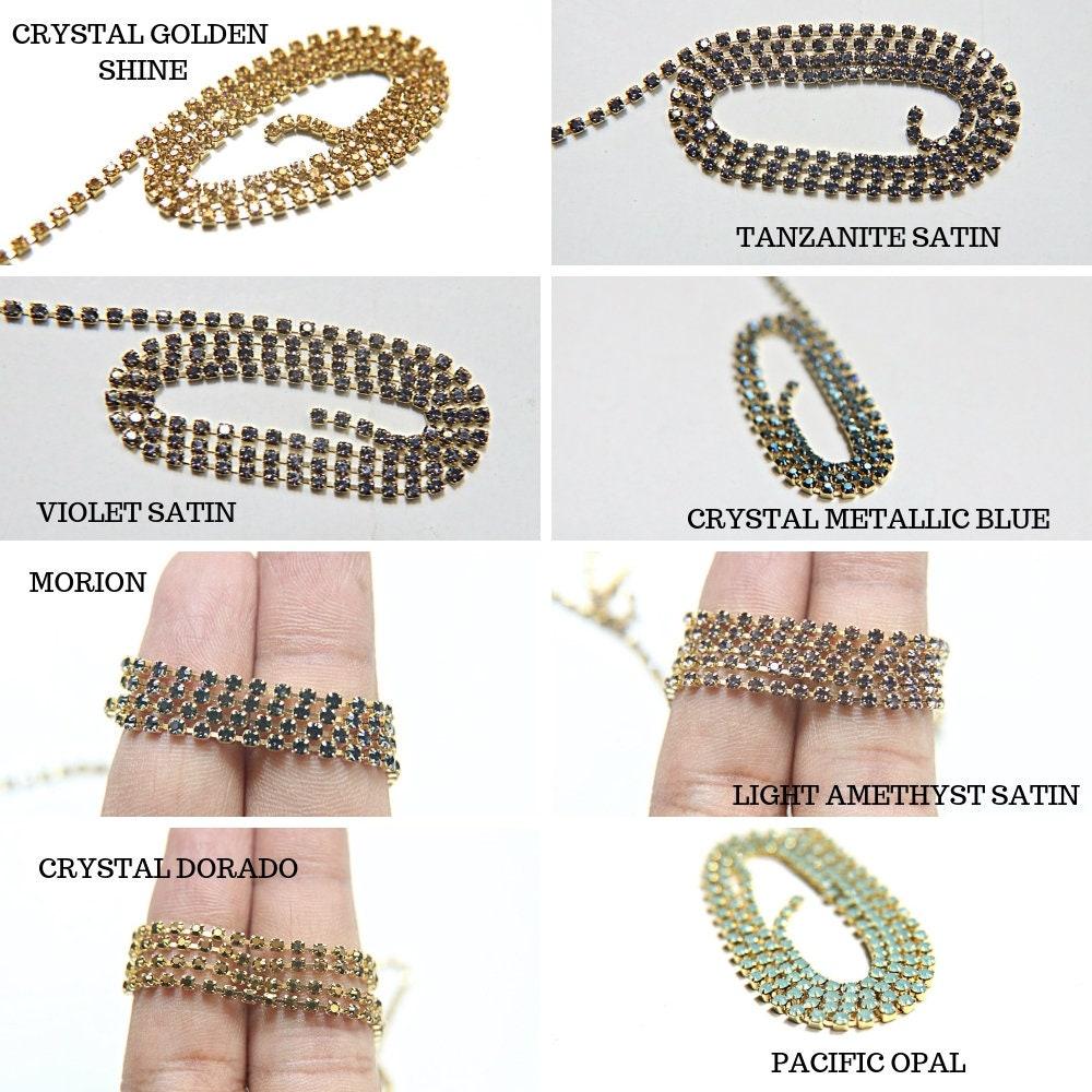 14PP Rhinestone Chain Swarovski vintage 2mm (0.5/1/2/5 meters) vintage findings, strass chains, craft supplies , wedding decorations, laces