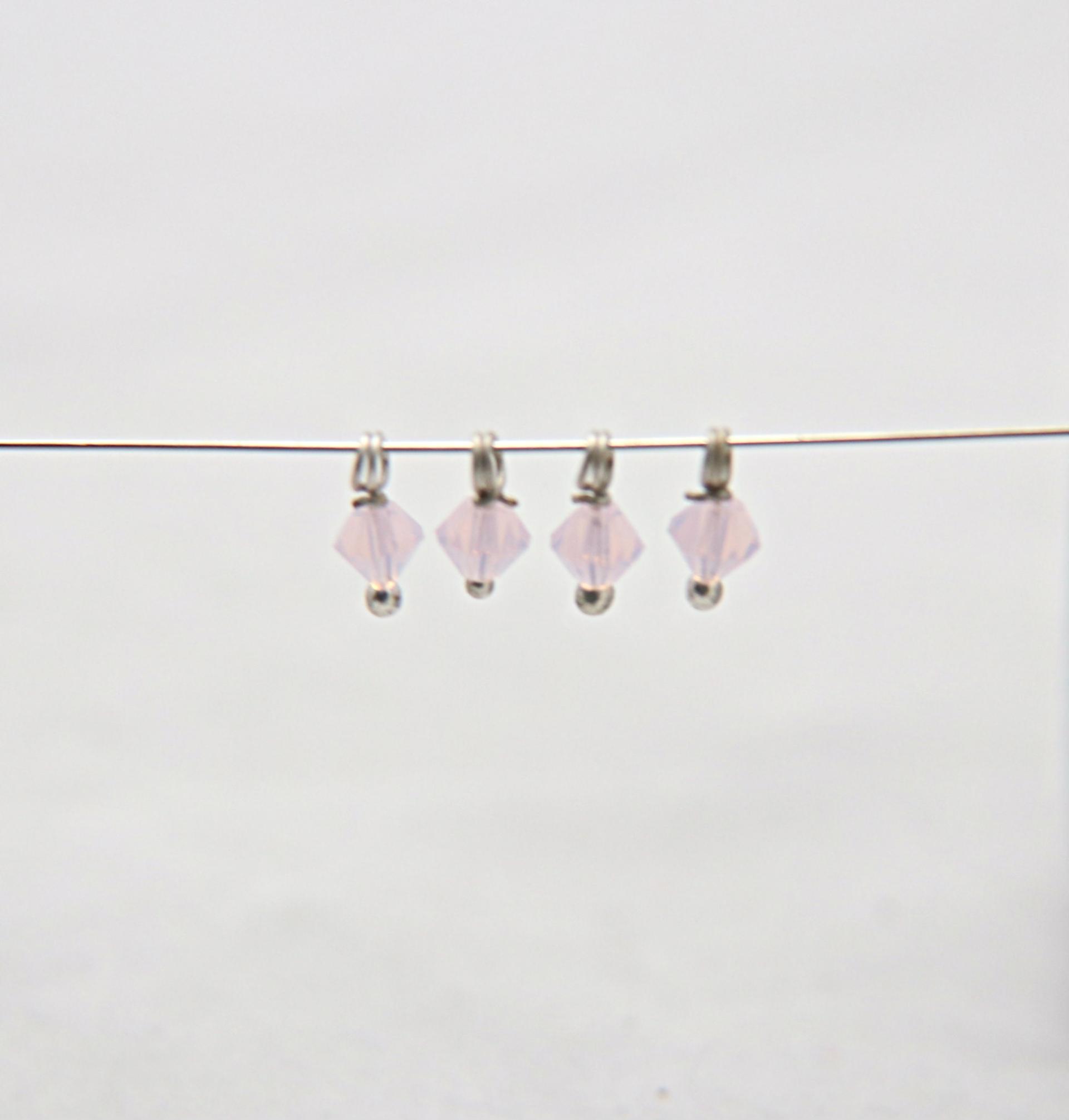 4mm Swarovski Rose Water Opal crystal dangles in Sterling Silver wire wrapped- charms- drops- jewelry making 36/72/144/432/1000Pieces