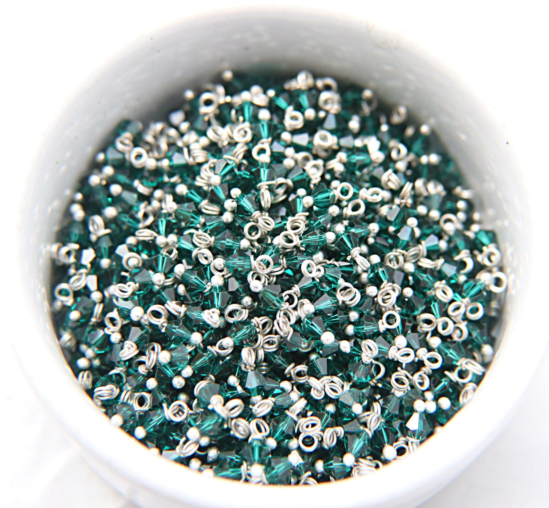 4mm Swarovski EMERALD crystal dangles in Sterling Silver wire wrapped- charms- drops- jewelry making 72/144/432/1000Pieces jewelry finding