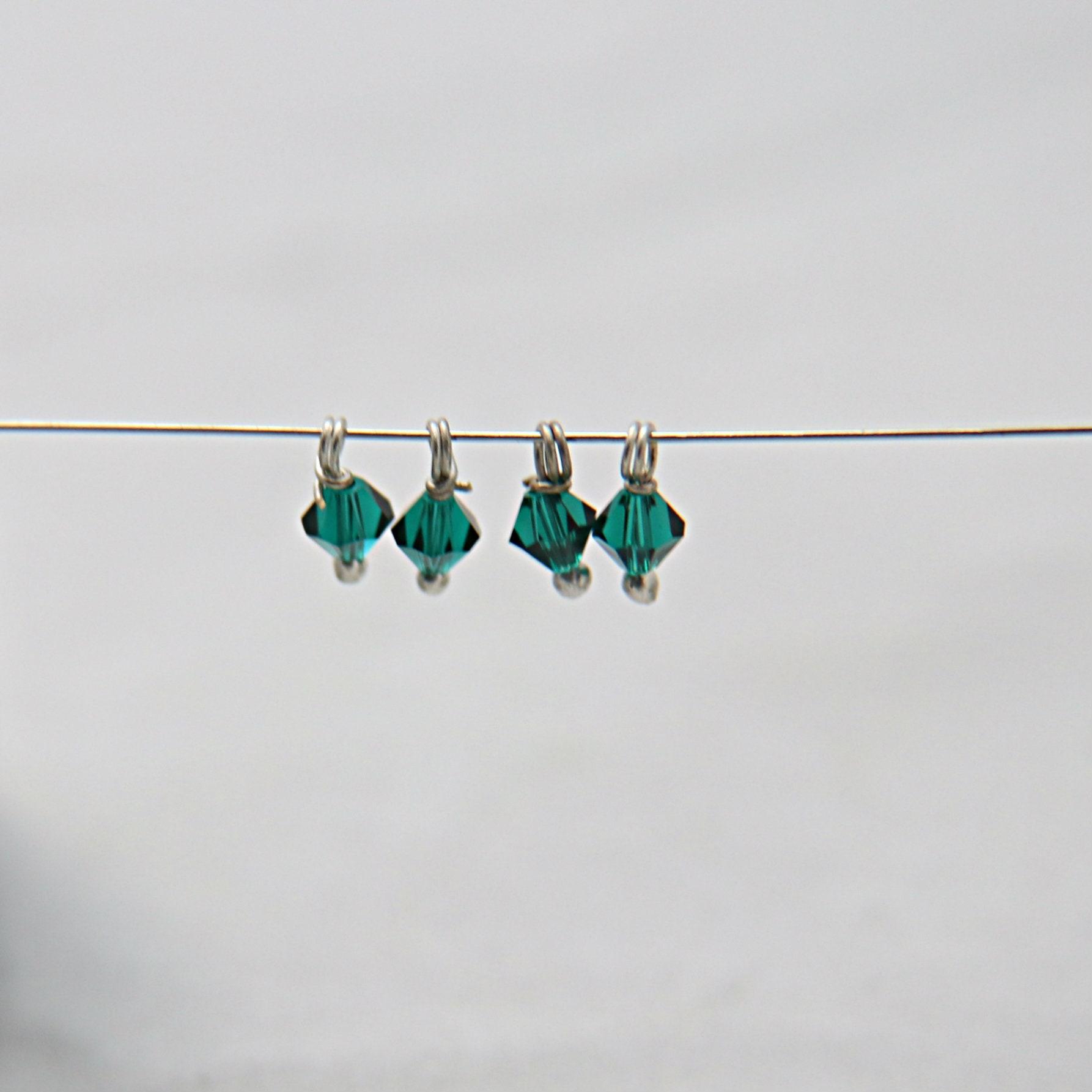 4mm Swarovski EMERALD crystal dangles in Sterling Silver wire wrapped- charms- drops- jewelry making 72/144/432/1000Pieces jewelry finding
