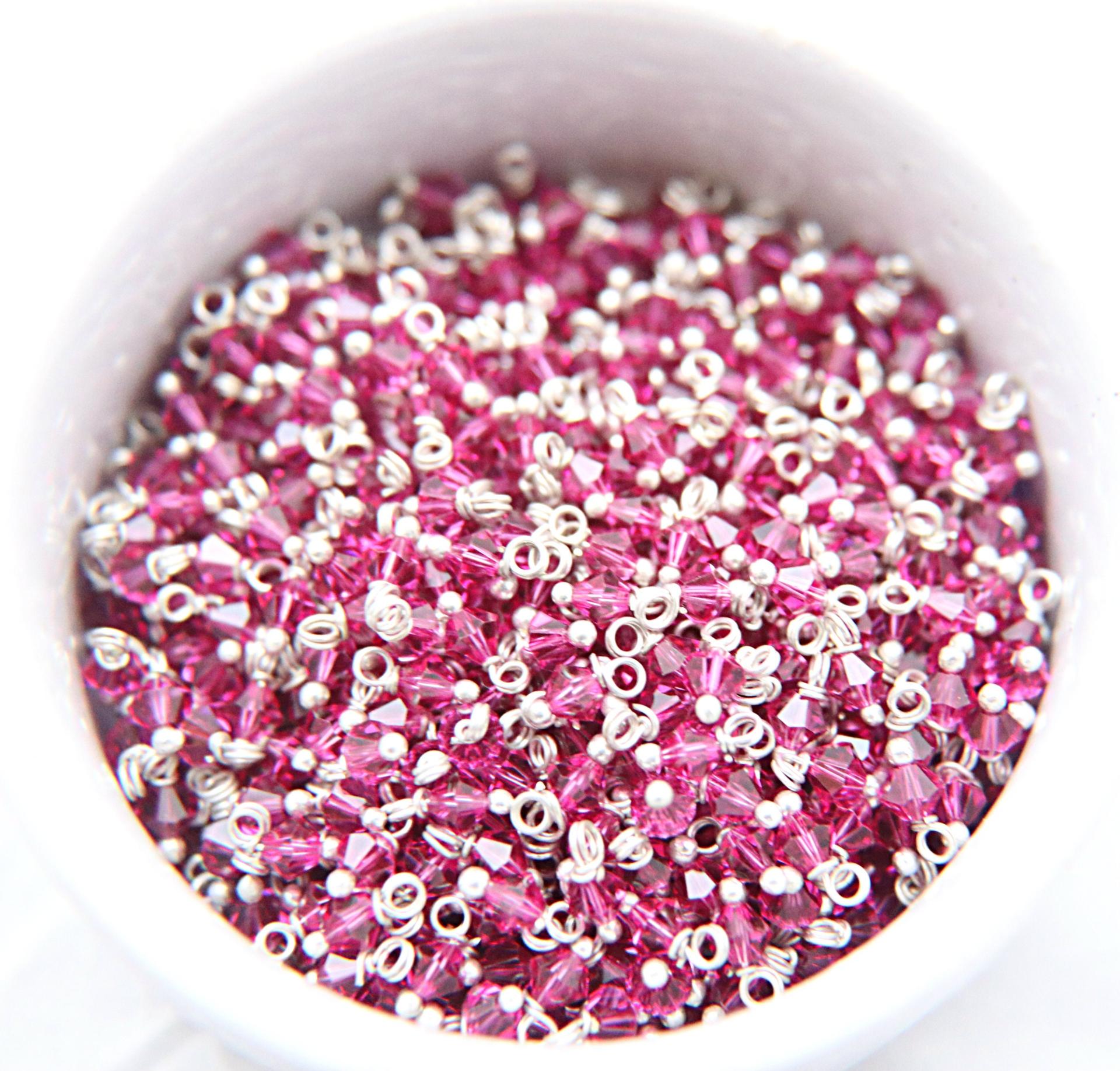 4mm Swarovski Fuchsia crystal dangles in Sterling Silver wire wrapped- charms- drops- jewelry making 72/144/432/1000Pieces jewelry finding