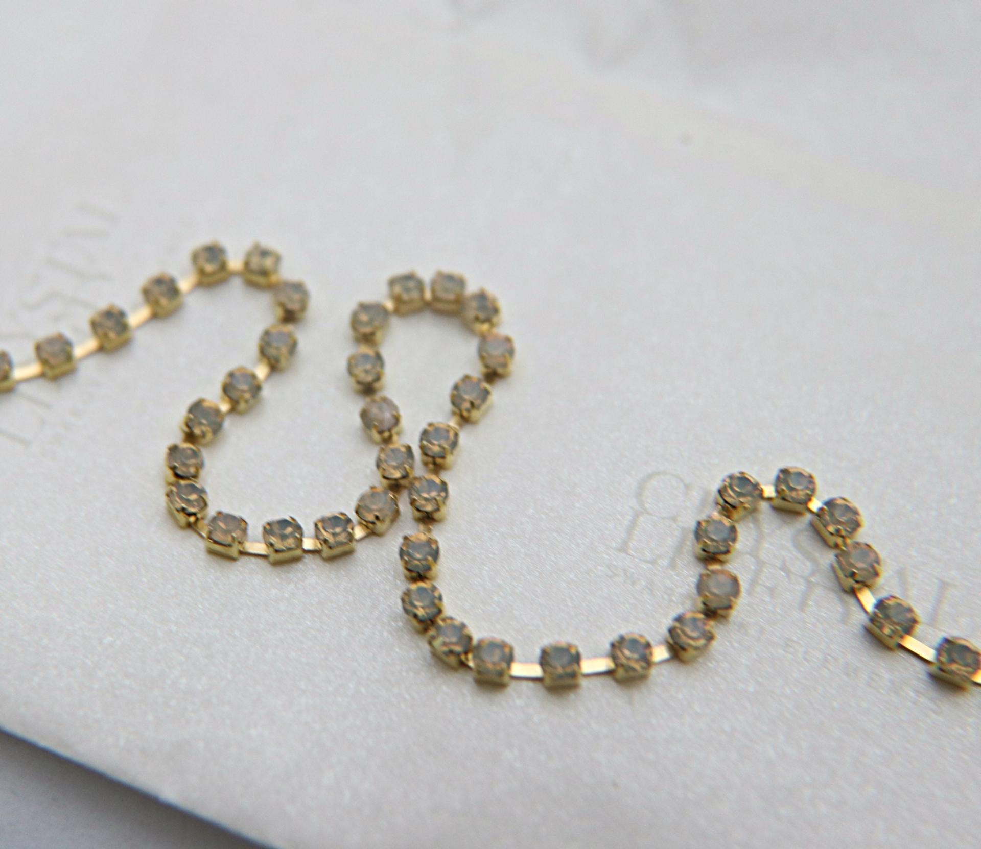 12SS Swarovski Vintage Rhinestone Chain in Sand Opal 3mm 0.5/1/2/5 Meters Wedding Bridal Supplies|Jewelry Making|Decoration, vintage finding